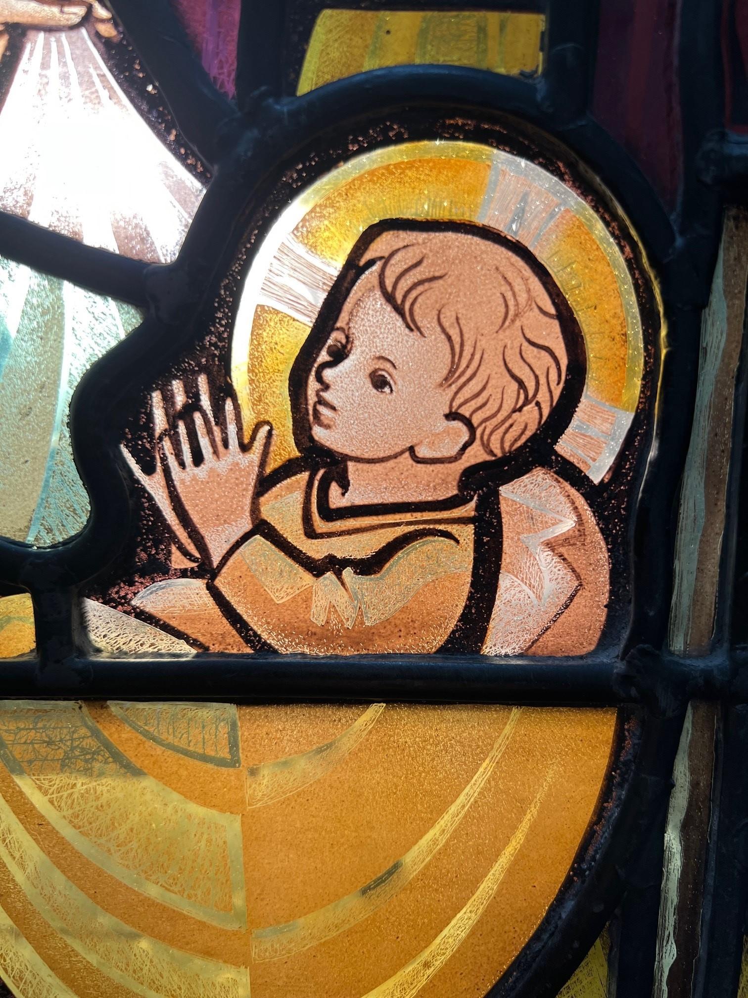 Antikes Buntglasfenster „The Nativity in a Shadow Box“ aus dem frühen 20. Jahrhundert  im Angebot 1