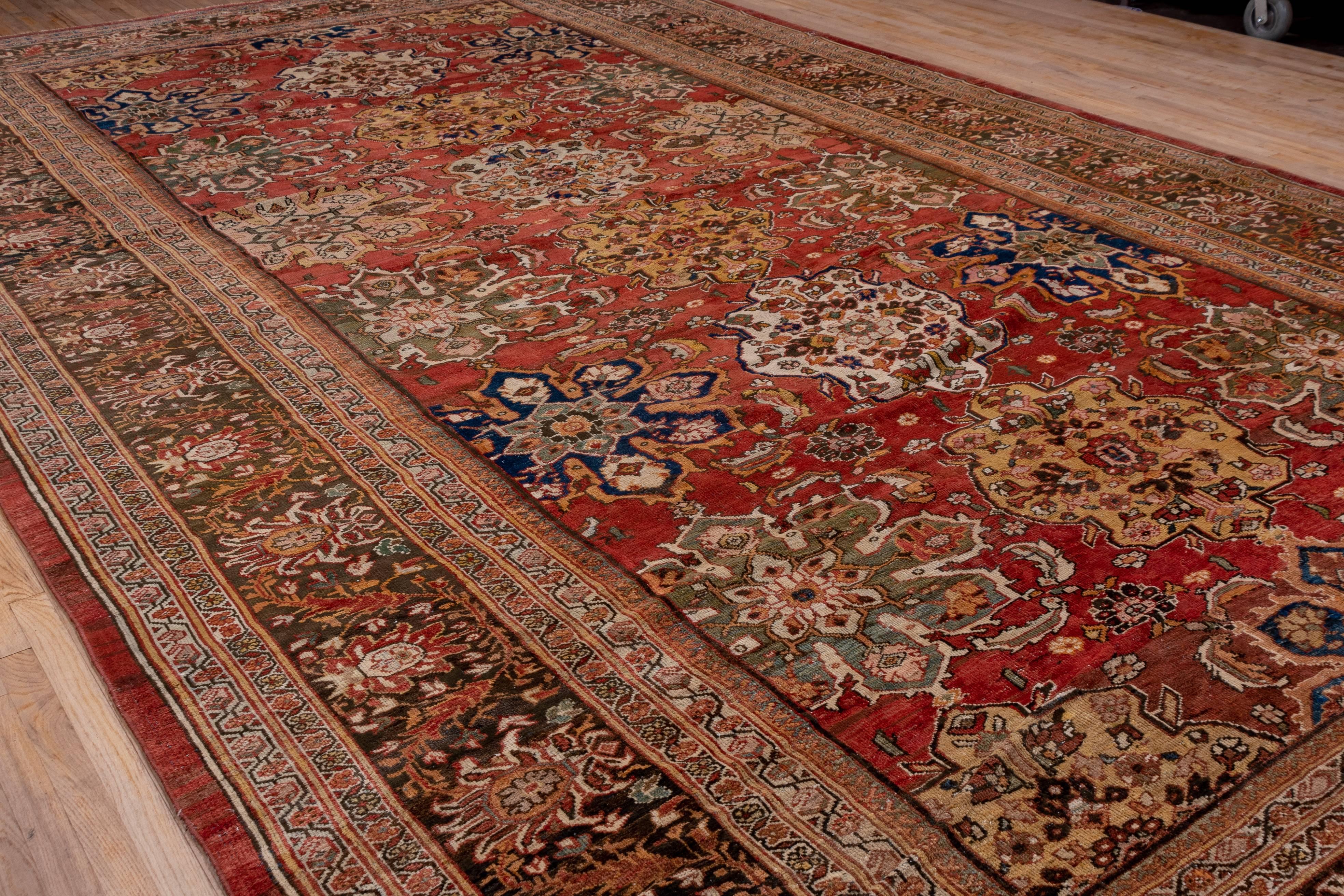 Antique Red Persian Sultanabad Carpet For Sale 4