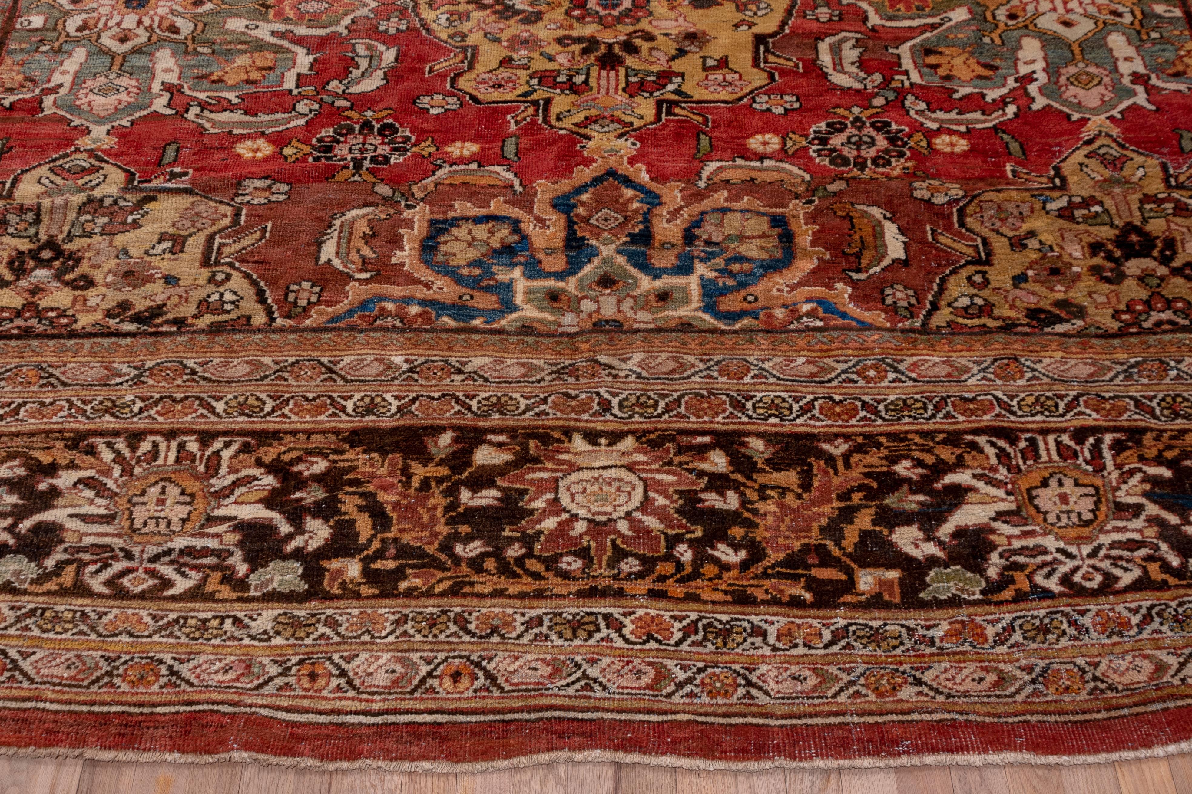 Hand-Knotted Antique Red Persian Sultanabad Carpet For Sale