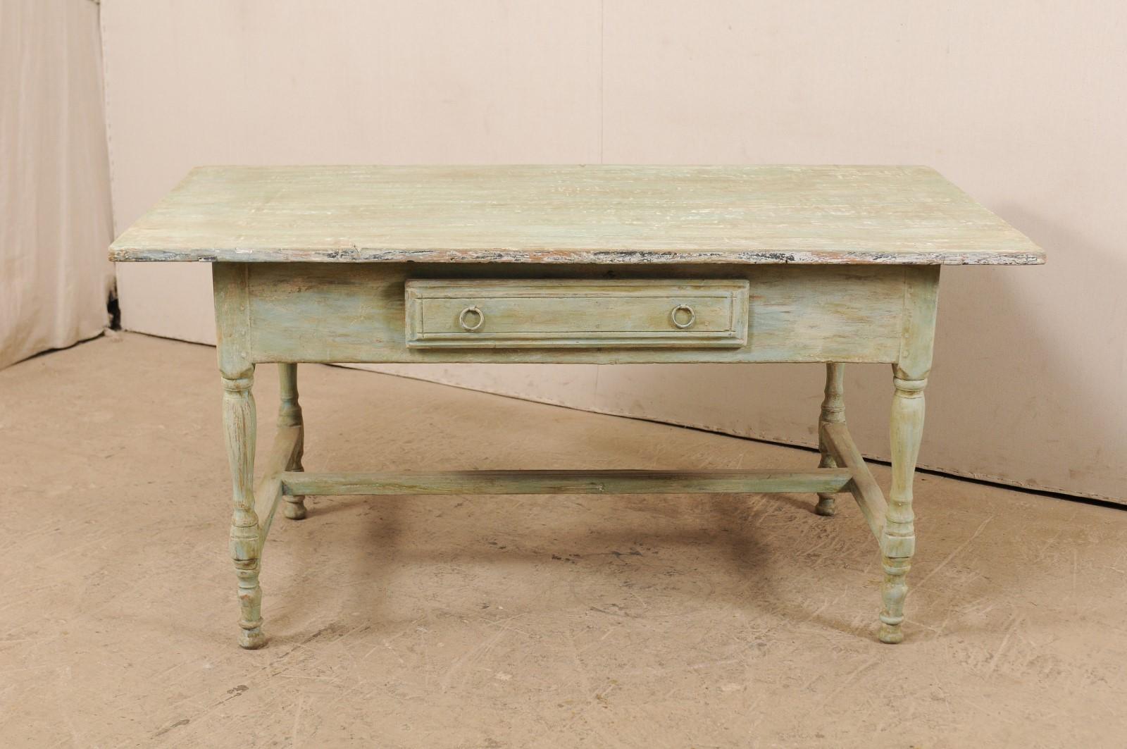 Painted Early 20th Century Antique Swedish Farm-House Table