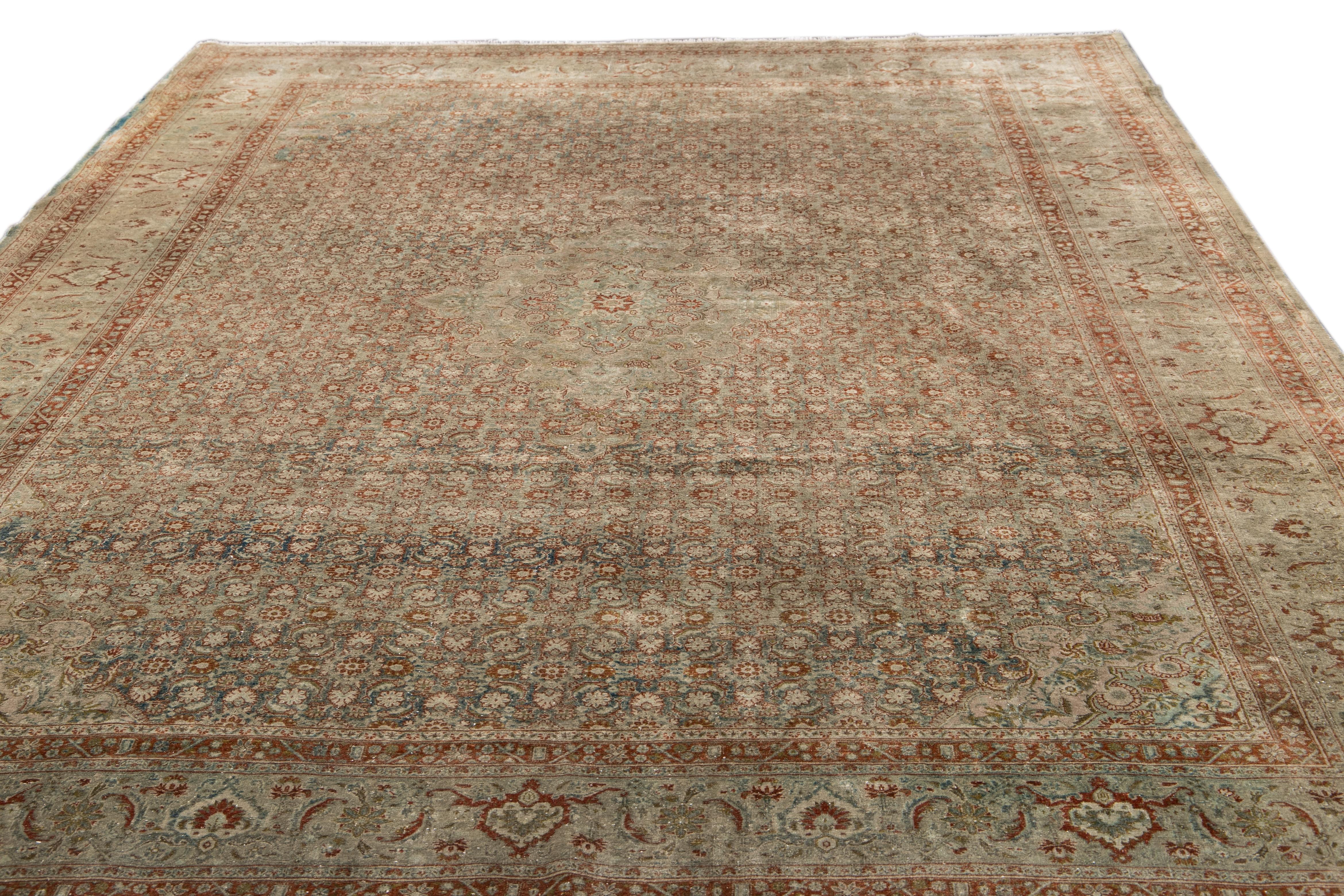 Early 20th Century Antique Tabriz Wool Rug For Sale 6