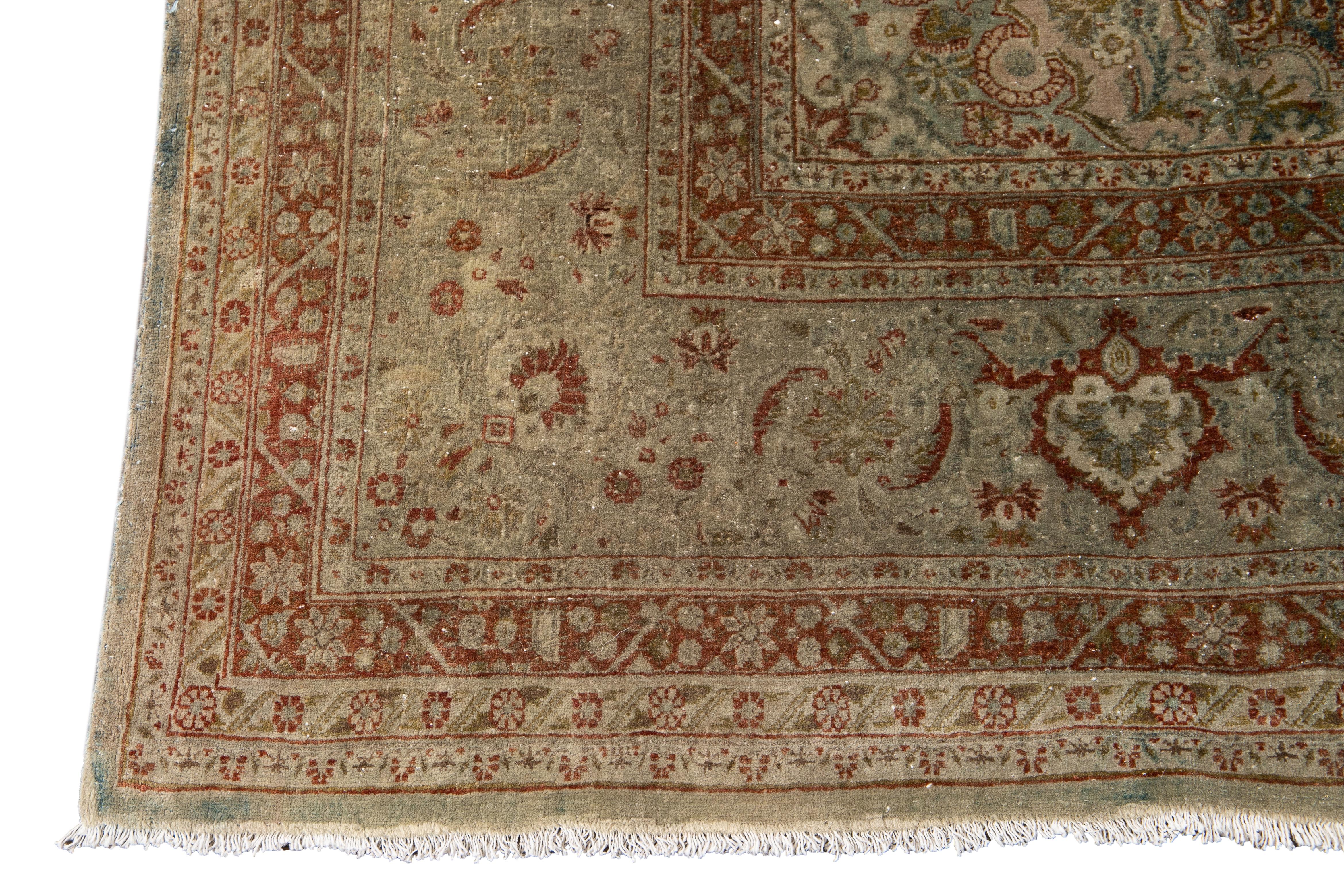 Early 20th Century Antique Tabriz Wool Rug For Sale 7