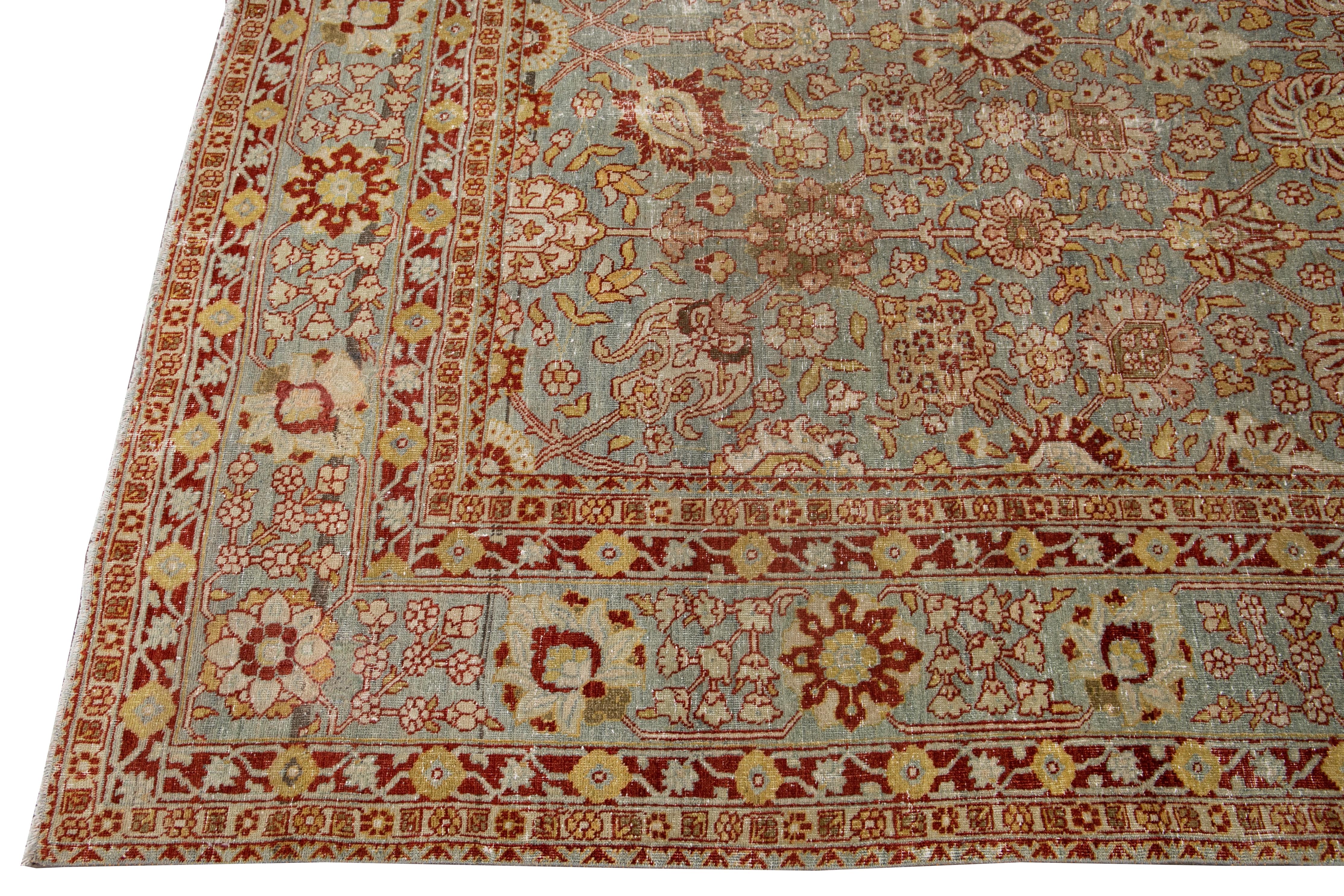 Early 20th Century Antique Tabriz Wool Rug For Sale 7