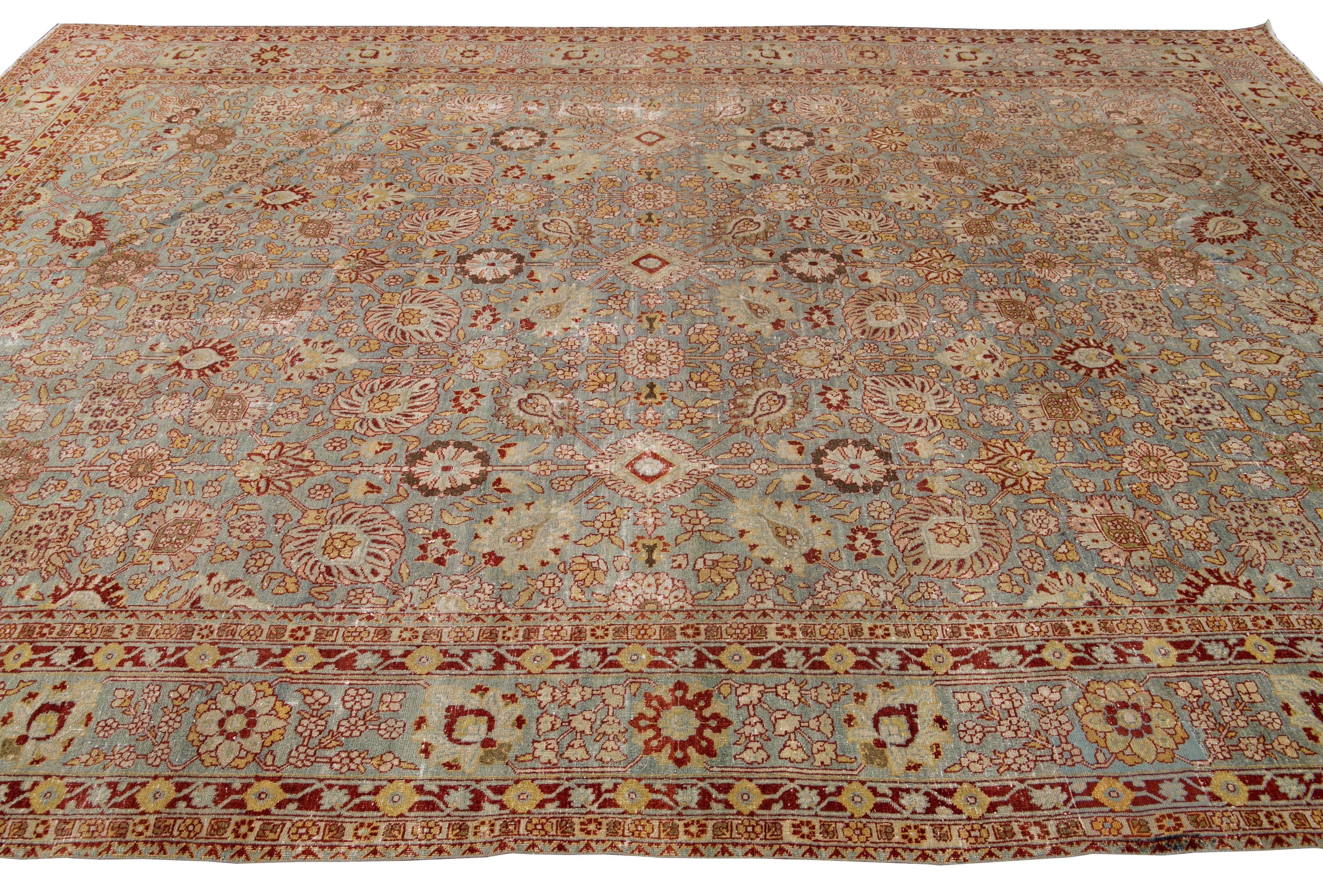 Early 20th Century Antique Tabriz Wool Rug For Sale 8