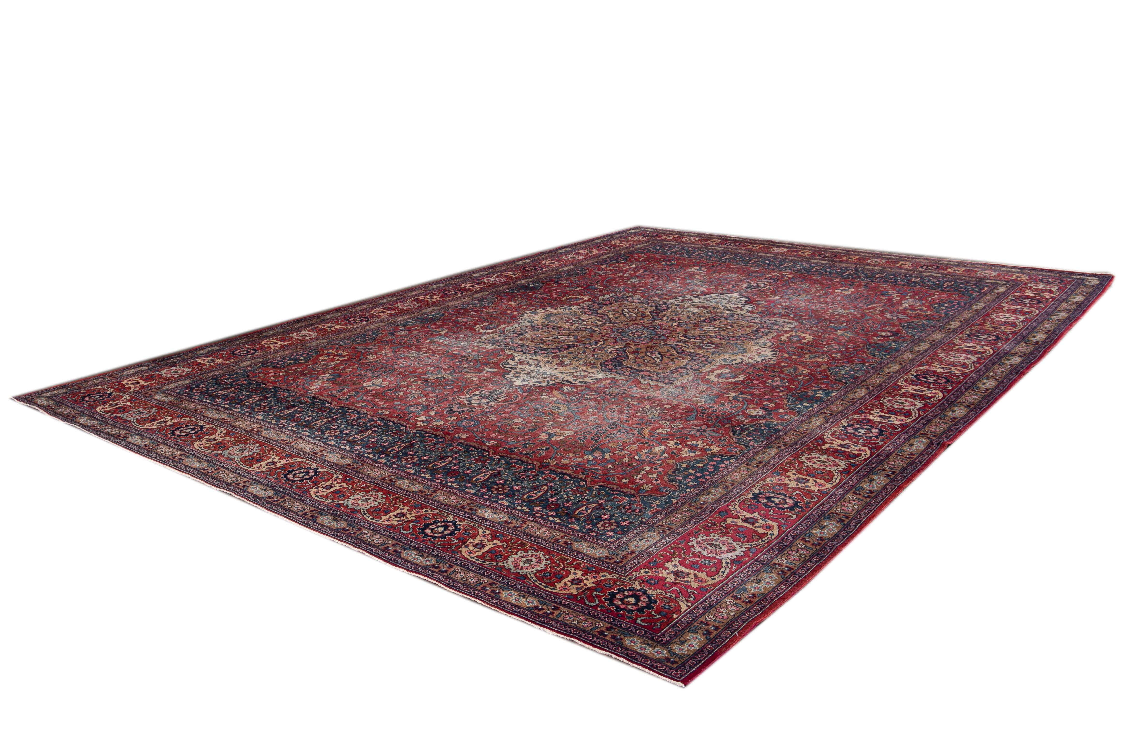 Hand-Knotted Early 20th Century Antique Tabriz Wool Rug For Sale
