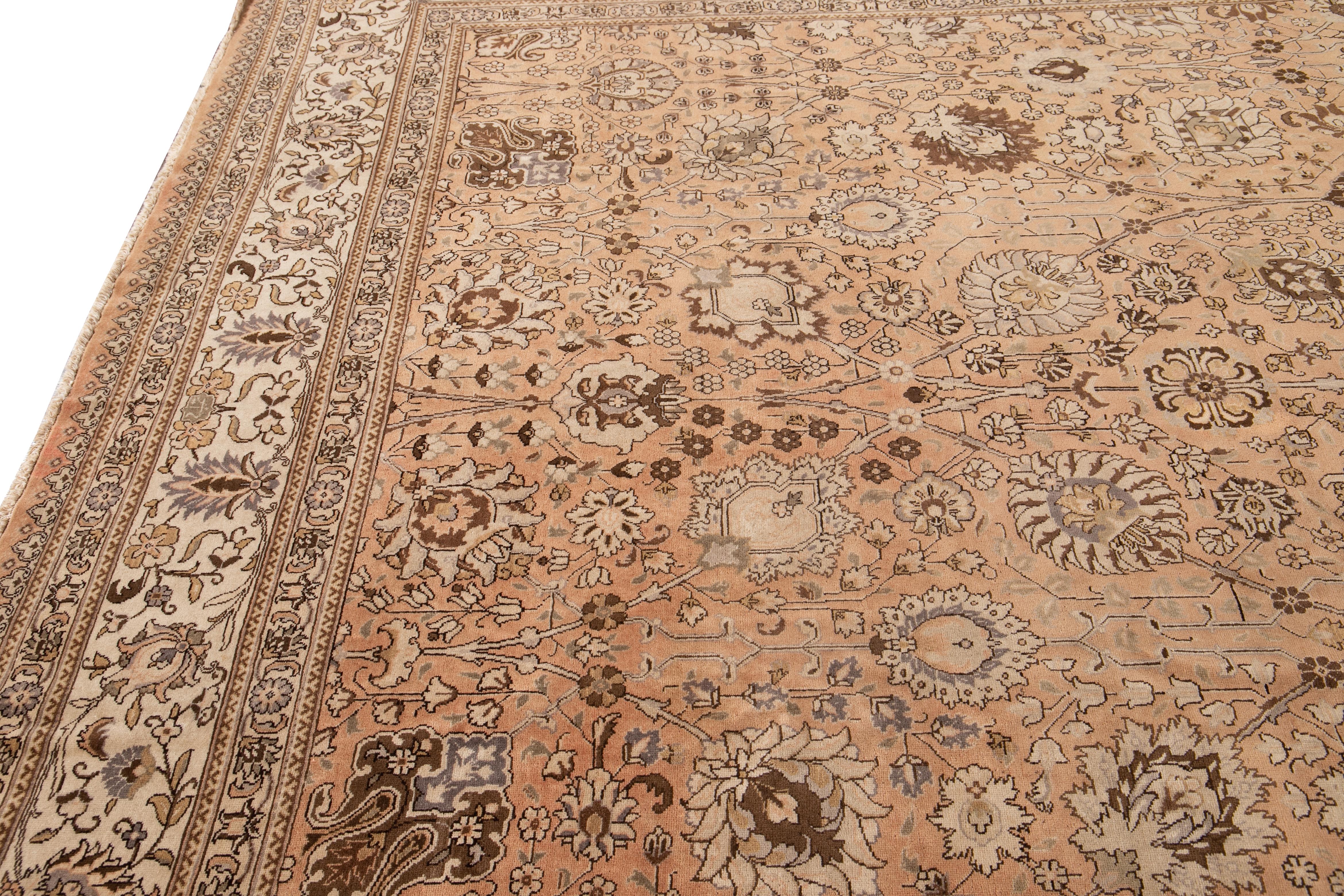 Persian Early 20th Century Antique Tabriz Wool Rug For Sale