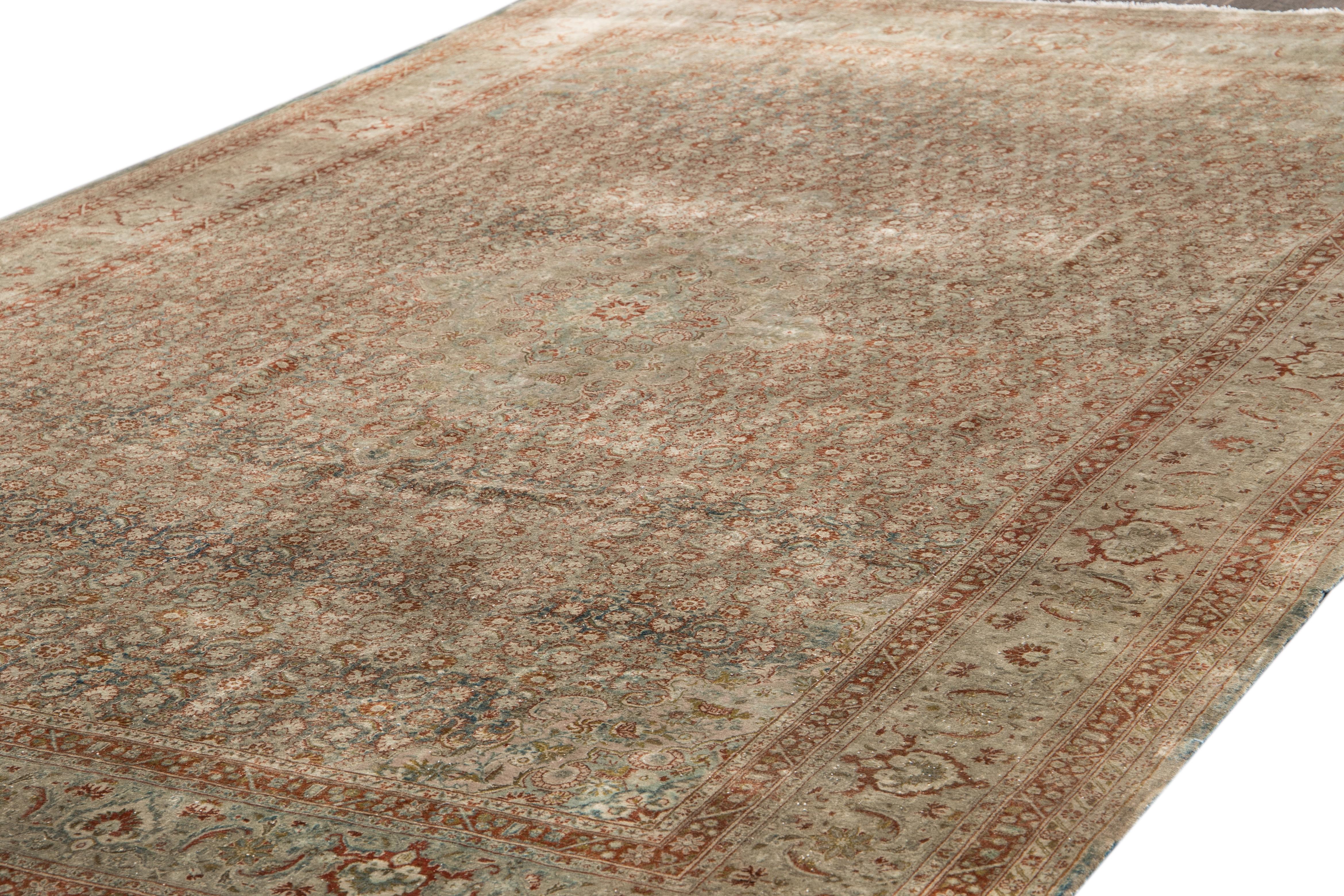 Persian Early 20th Century Antique Tabriz Wool Rug For Sale