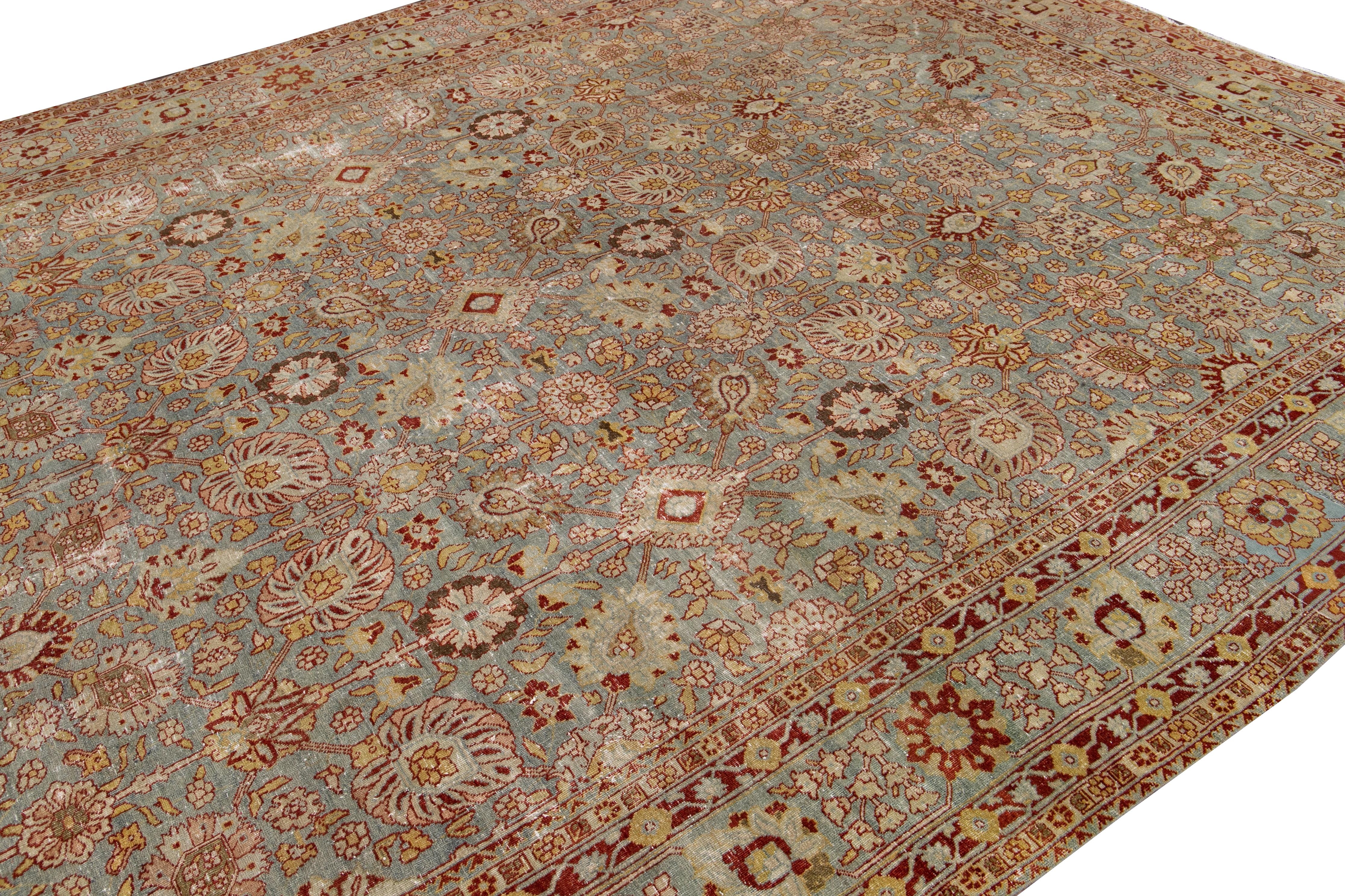 Persian Early 20th Century Antique Tabriz Wool Rug For Sale