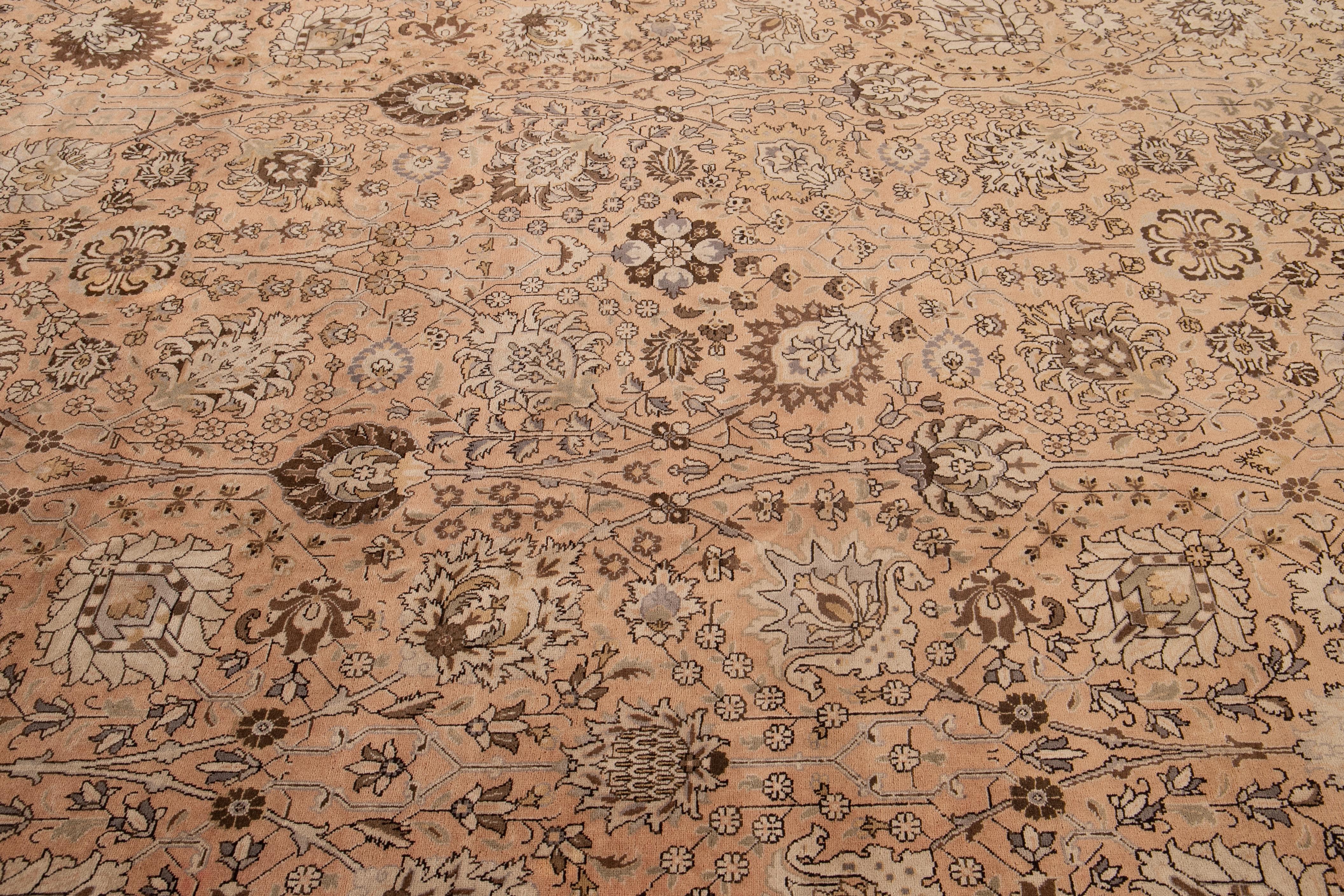 Hand-Knotted Early 20th Century Antique Tabriz Wool Rug For Sale