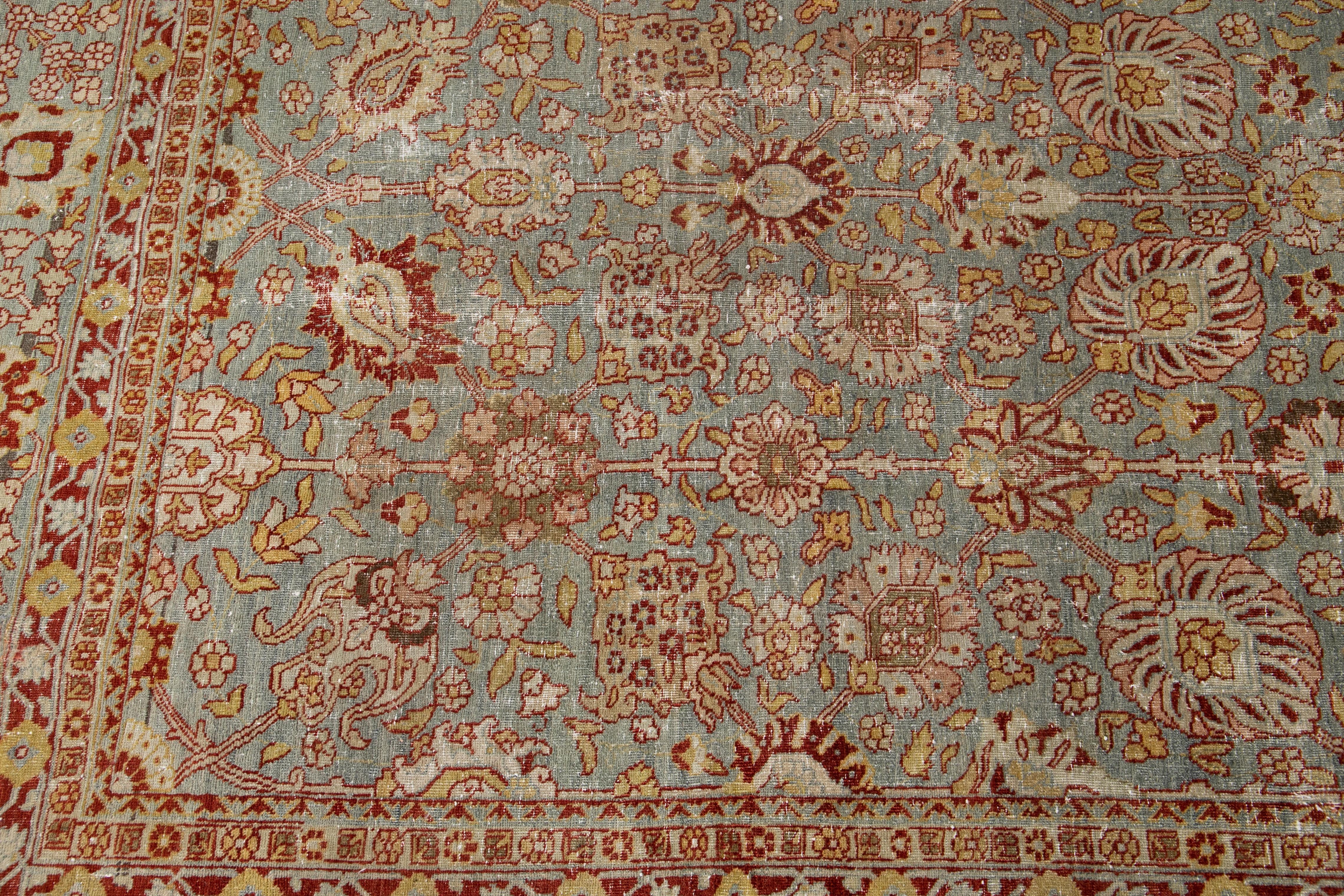 Hand-Knotted Early 20th Century Antique Tabriz Wool Rug For Sale