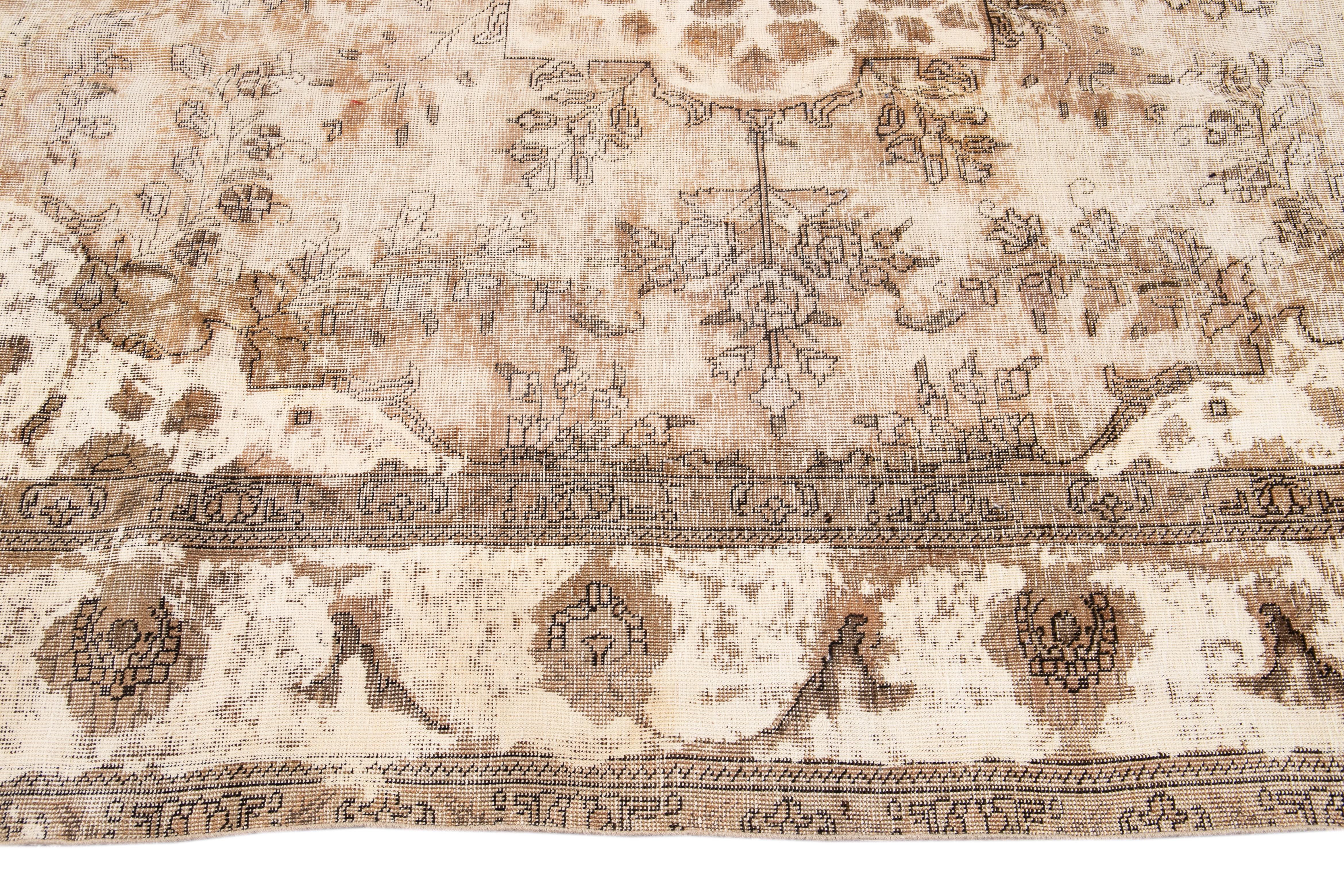 Early 20th Century Antique Tabriz Wool Rug In Distressed Condition For Sale In Norwalk, CT
