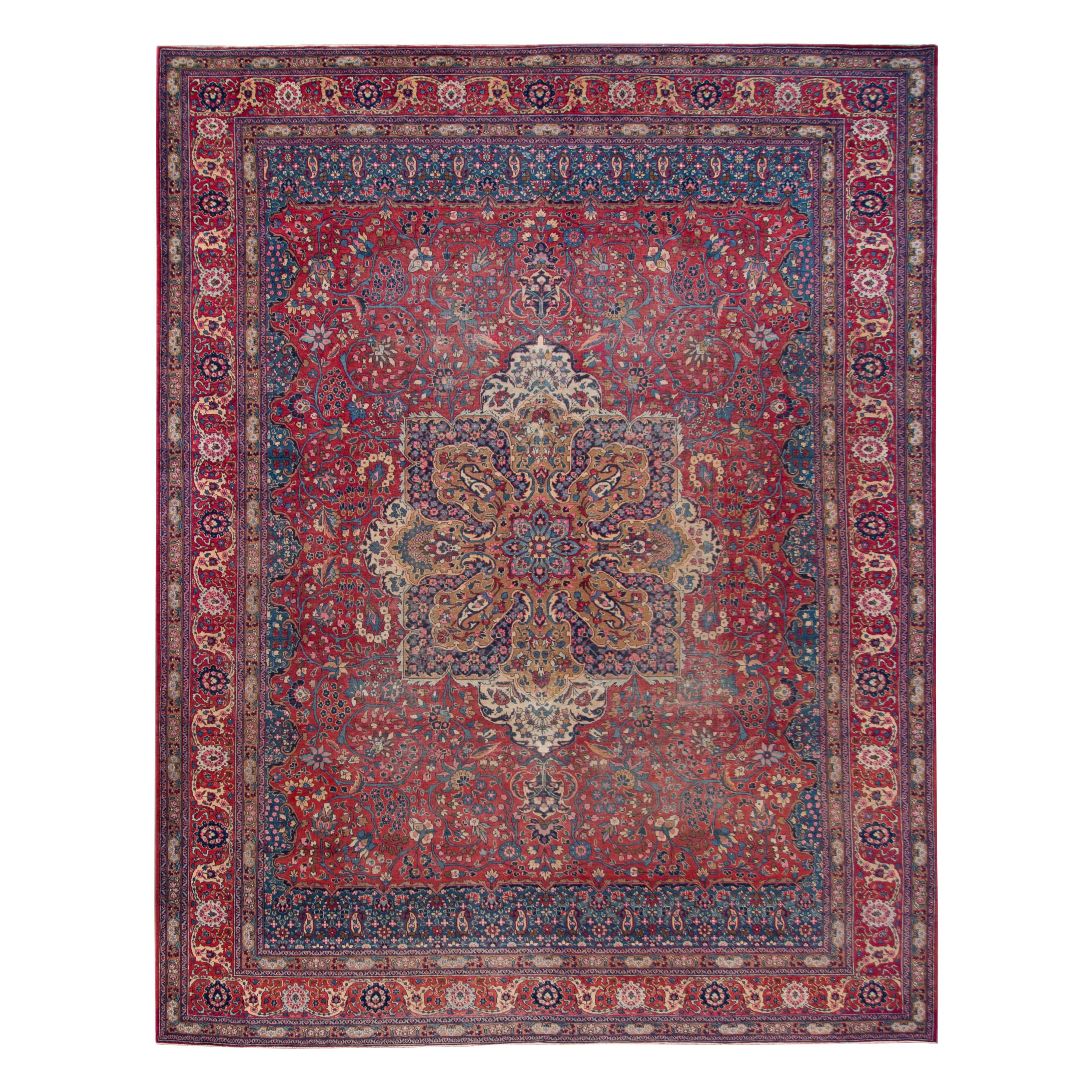 Early 20th Century Antique Tabriz Wool Rug For Sale