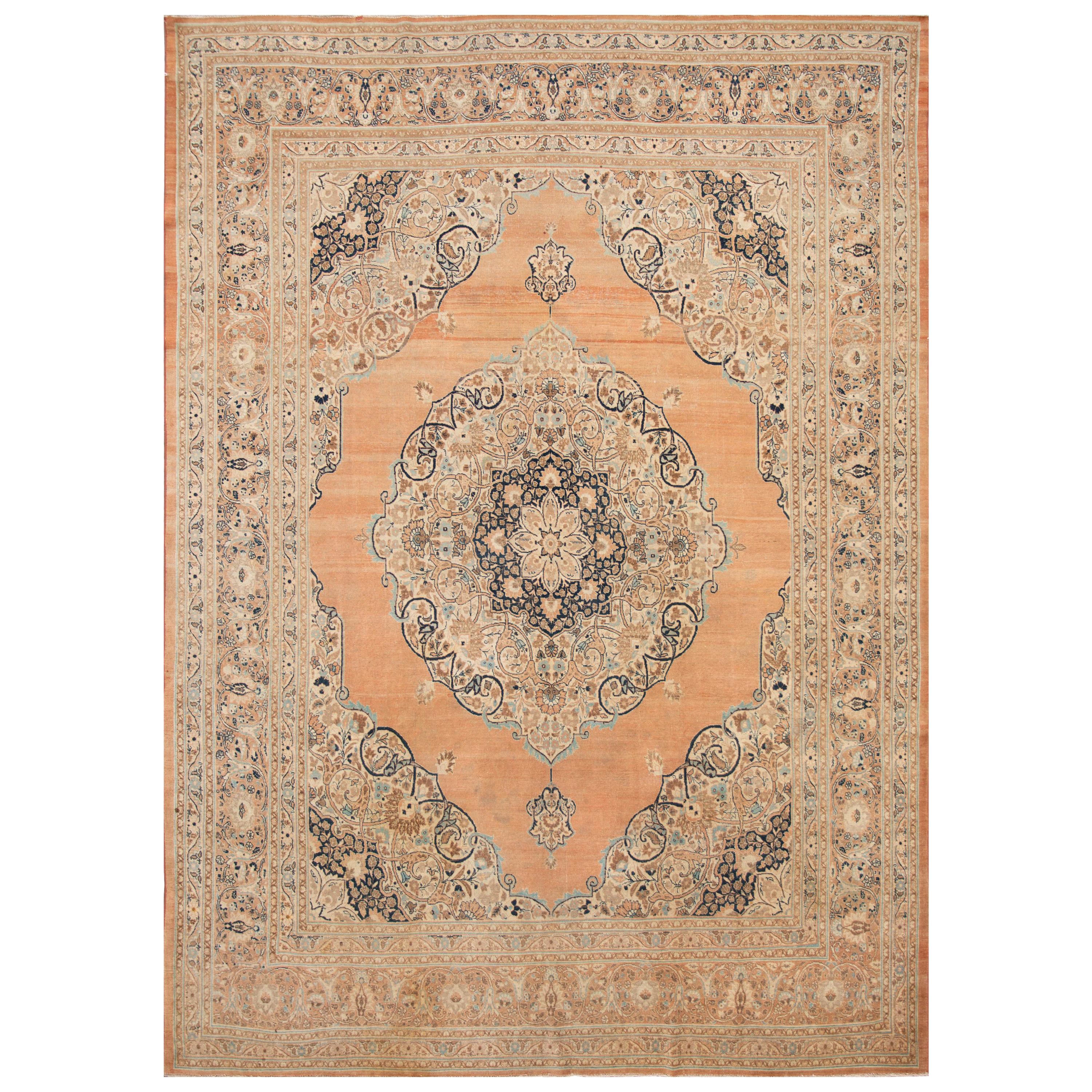 Early 20th Century Antique Tabriz Wool Rug For Sale
