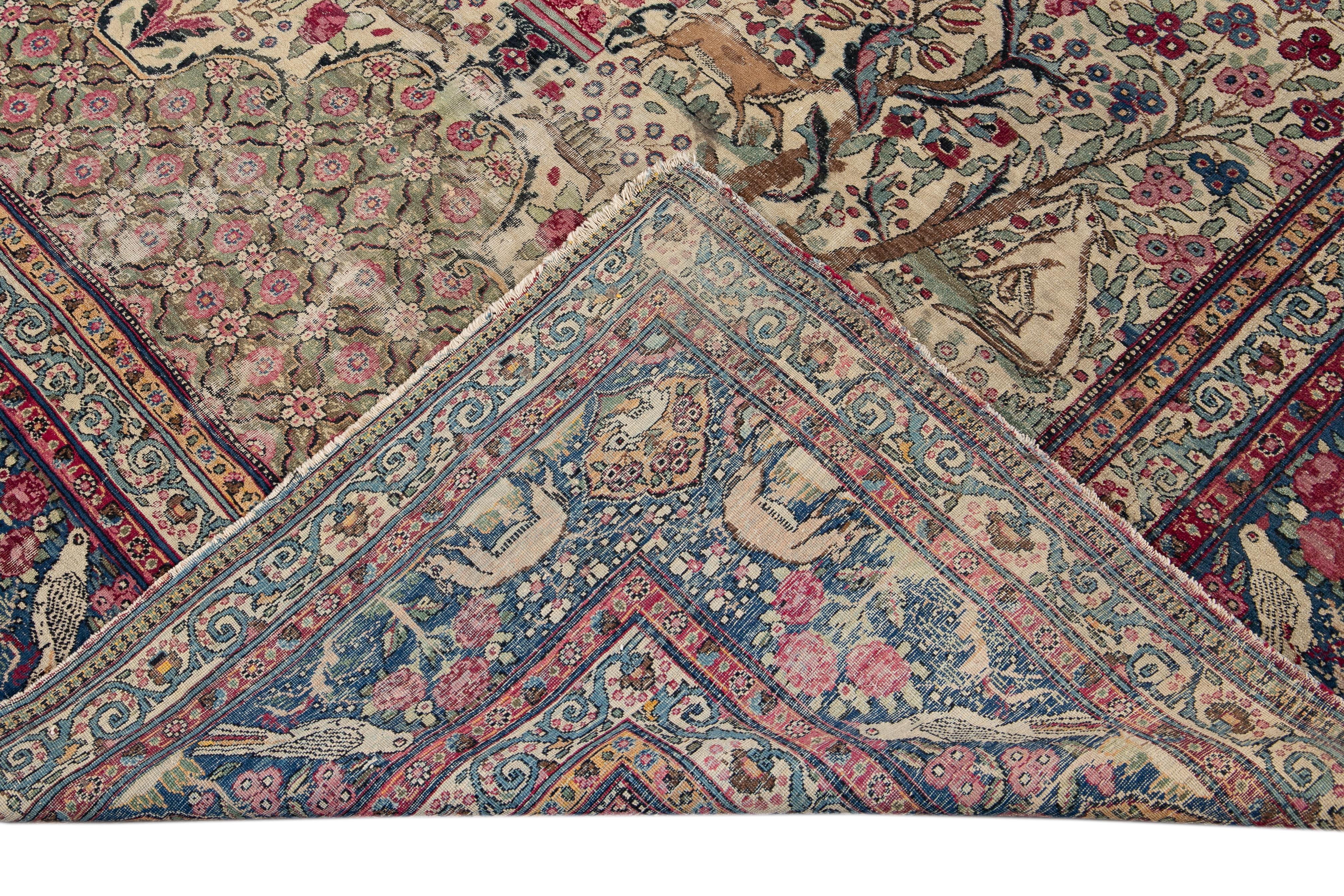 Early 20th Century Antique Tehran Wool Rug For Sale 4
