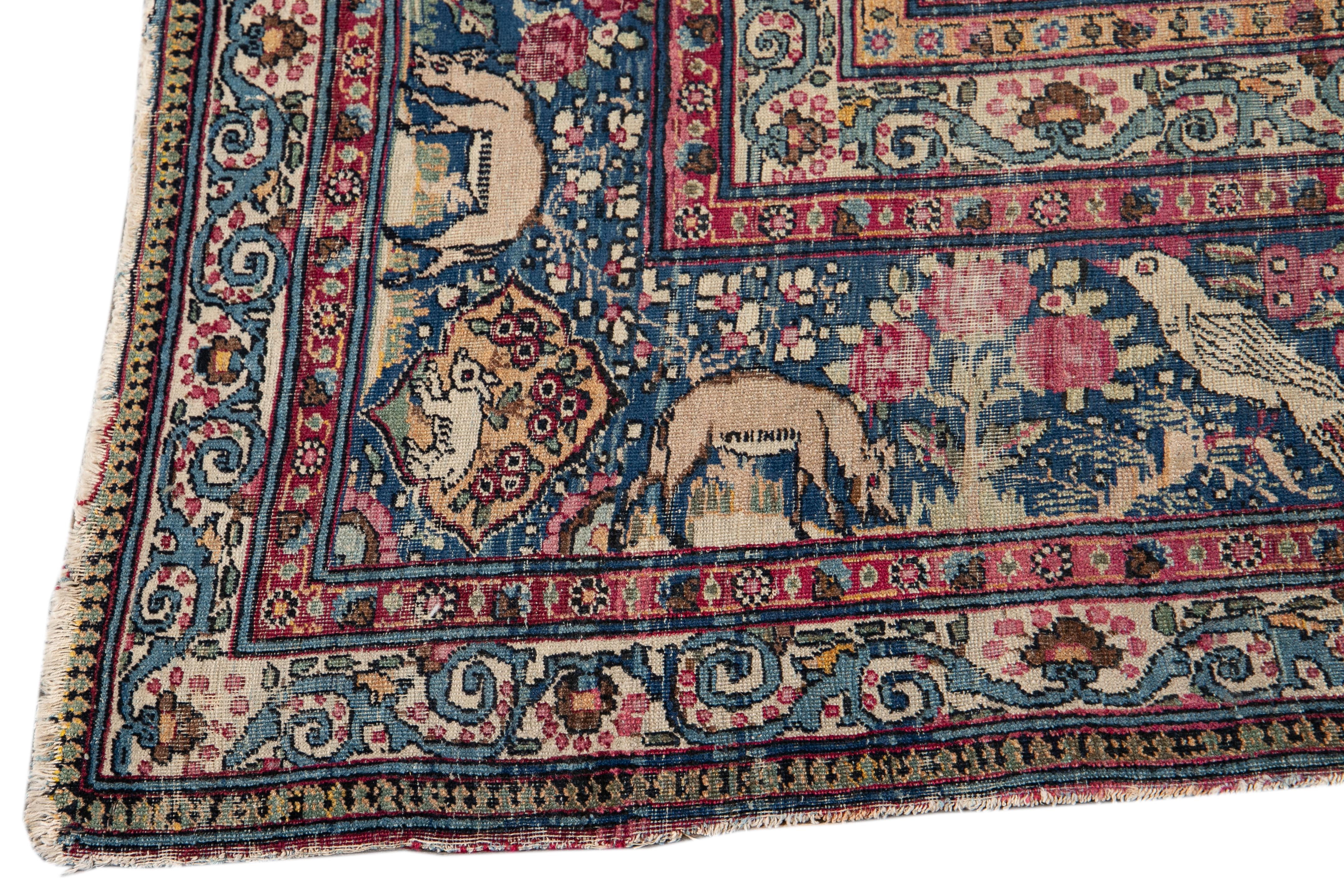 Persian Early 20th Century Antique Tehran Wool Rug For Sale