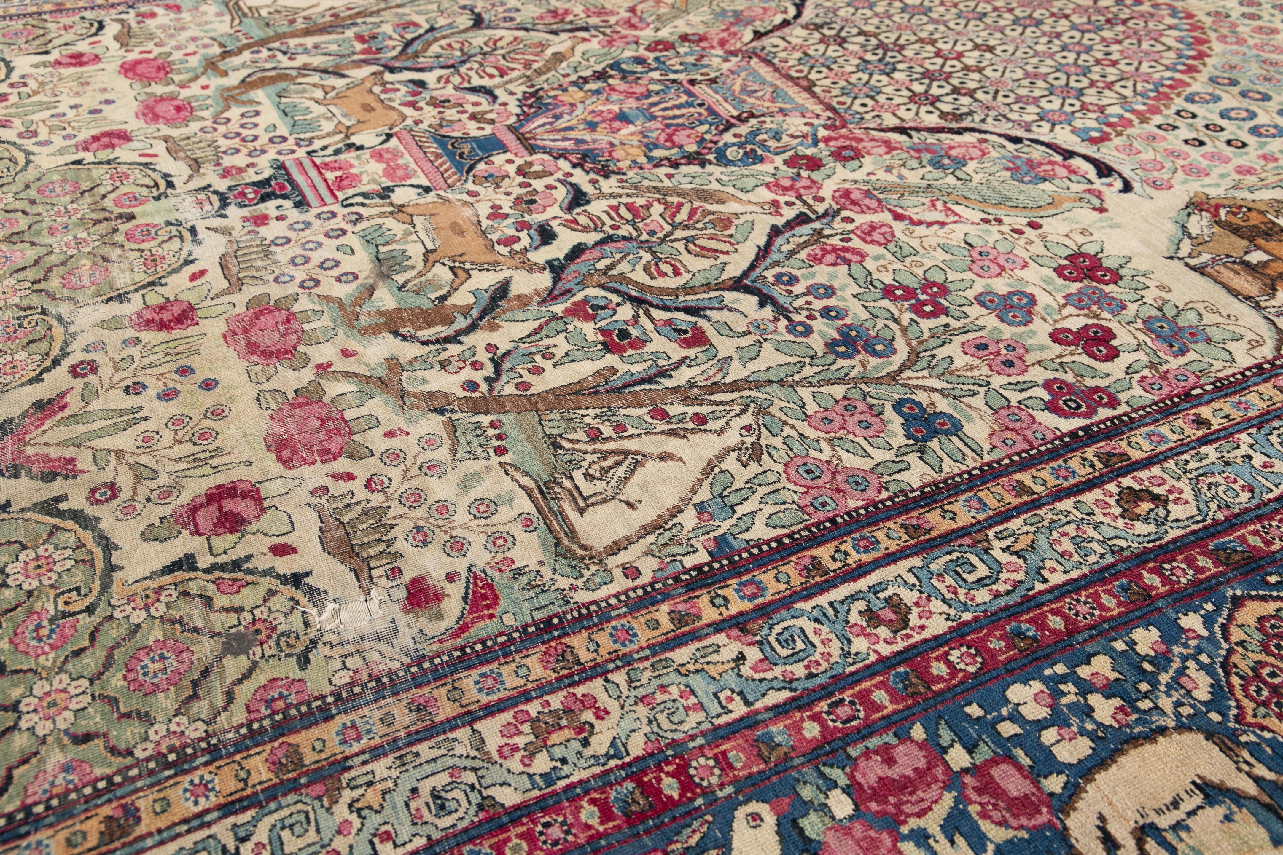 Early 20th Century Antique Tehran Wool Rug For Sale 2