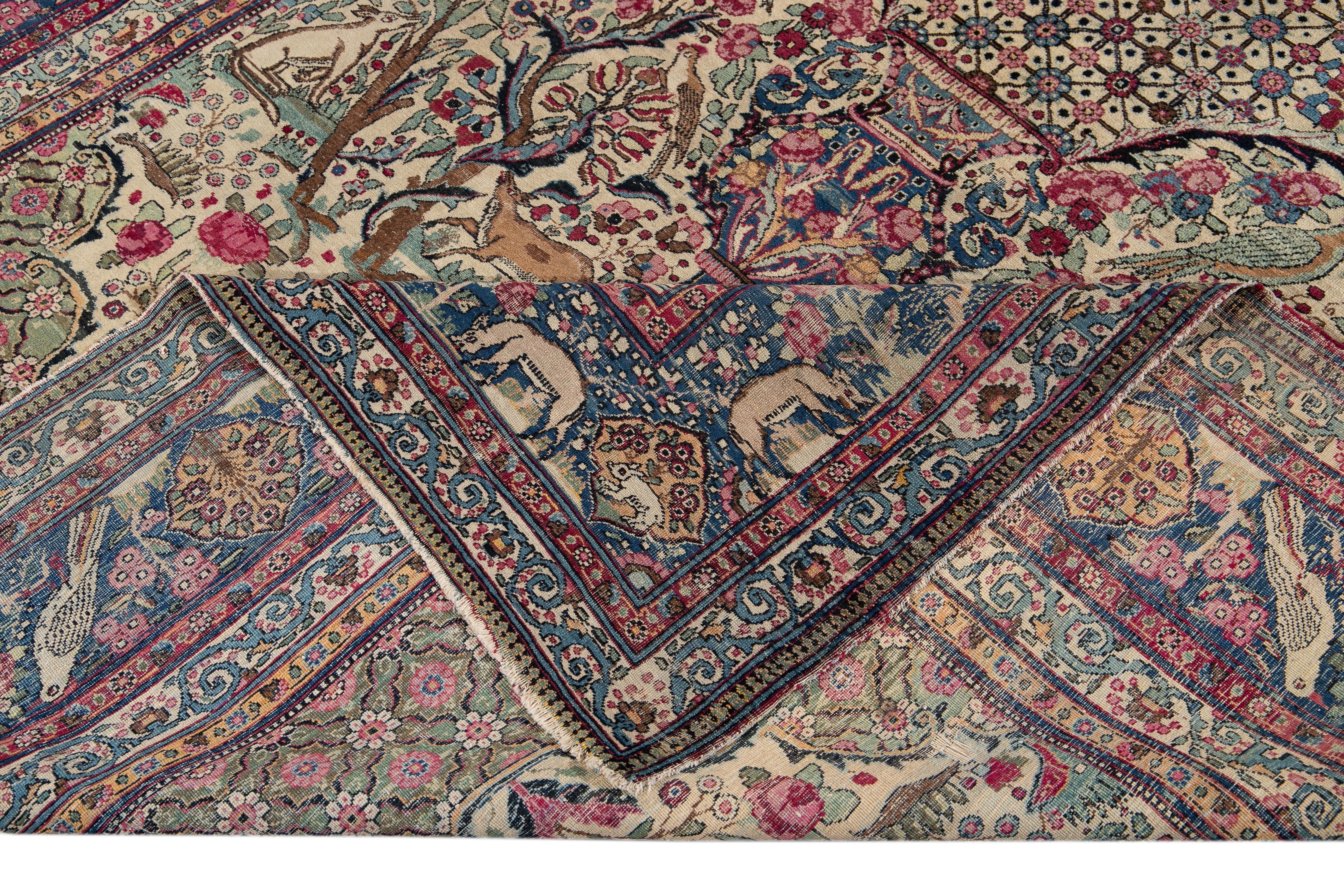 Early 20th Century Antique Tehran Wool Rug For Sale 3