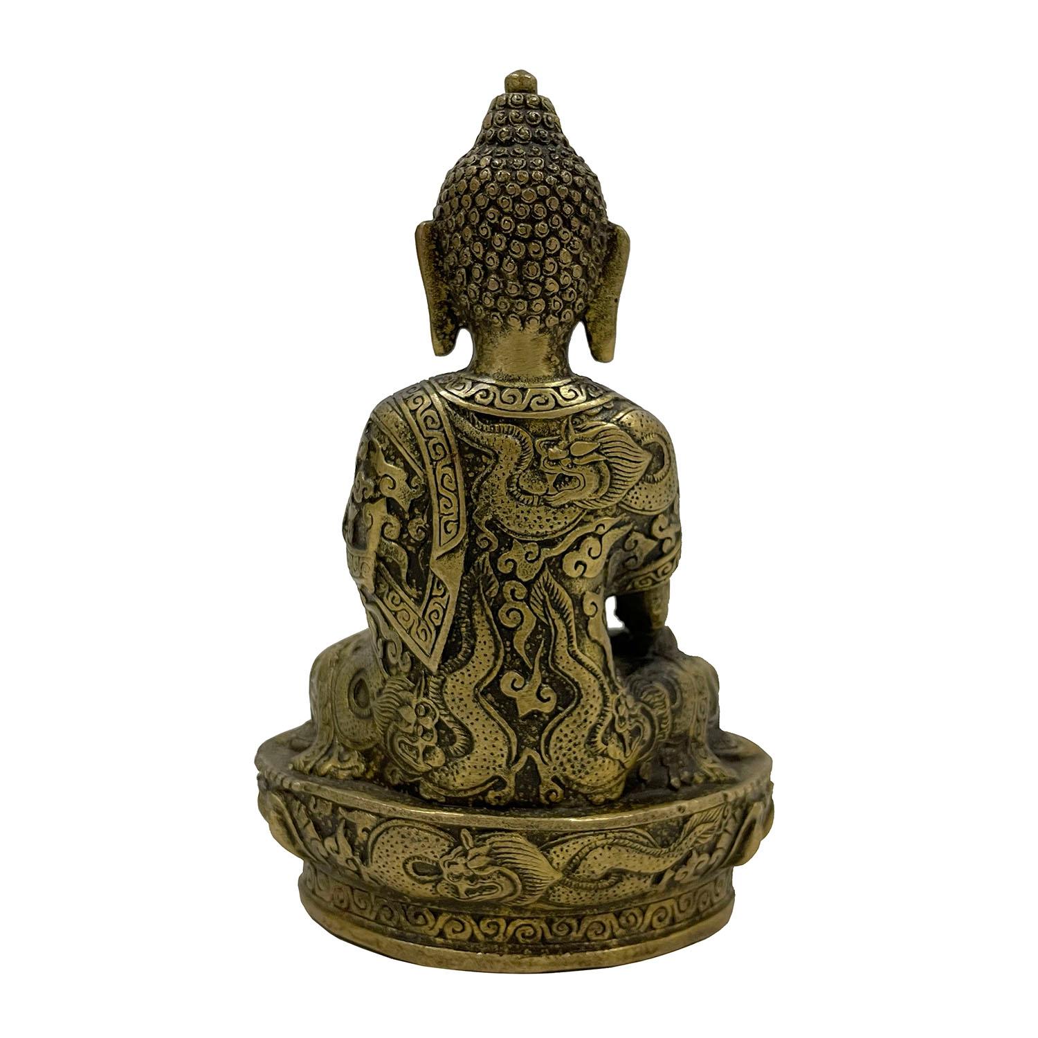 Antike tibetische geschnitzte Buddha-Statue aus Bronze des frühen 20. Jahrhunderts im Angebot 4