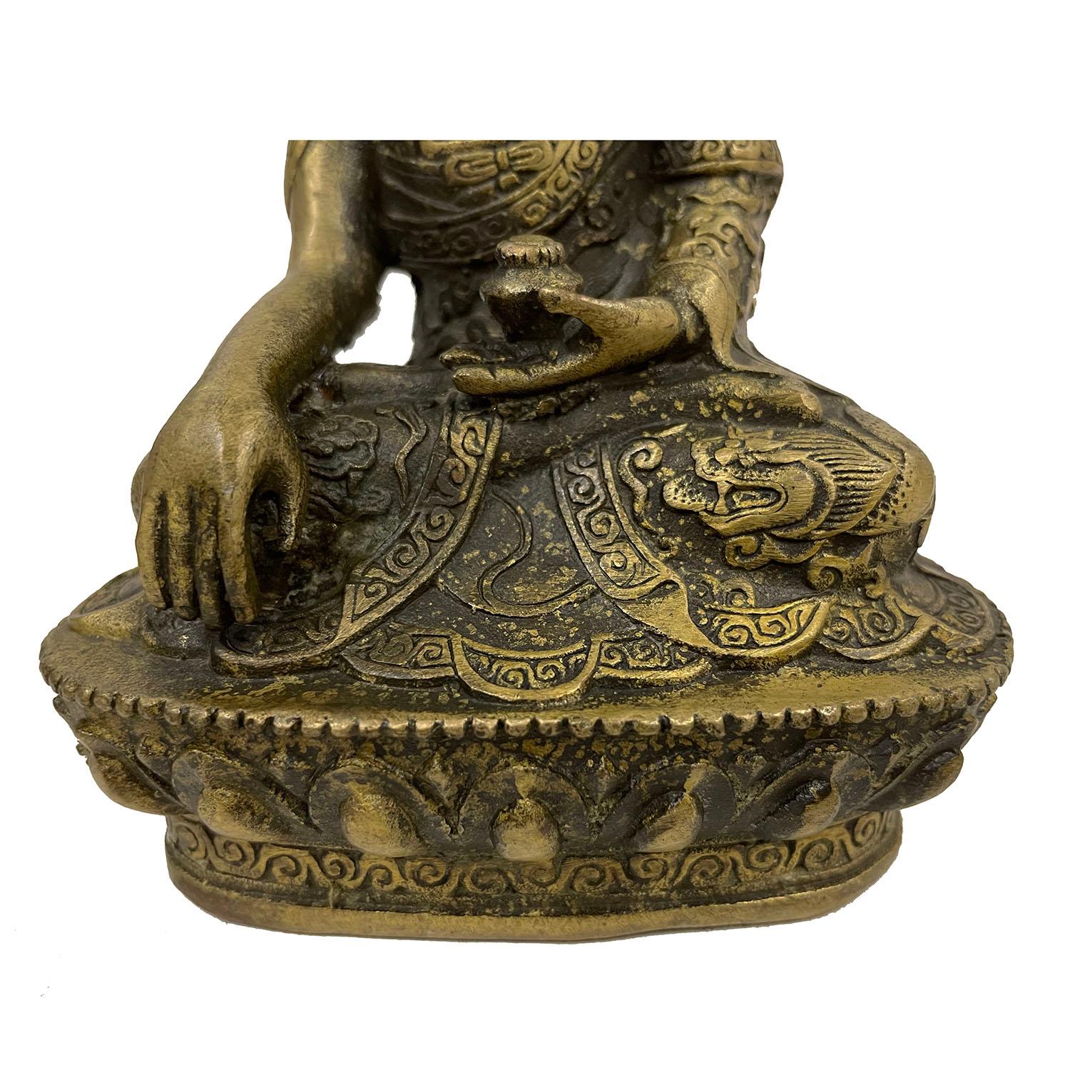 Antike tibetische geschnitzte Buddha-Statue aus Bronze des frühen 20. Jahrhunderts (Chinesischer Export) im Angebot