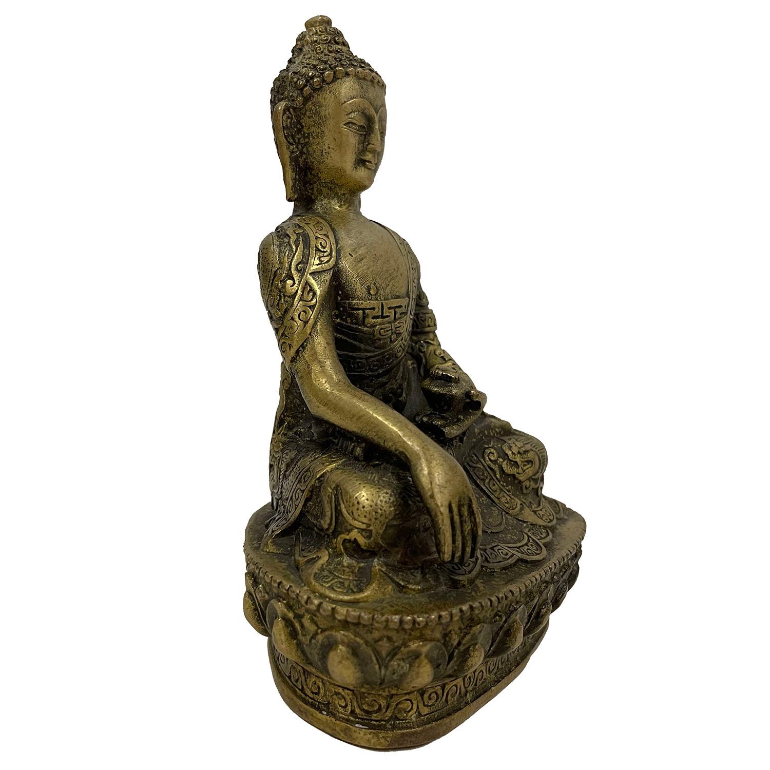 Antike tibetische geschnitzte Buddha-Statue aus Bronze des frühen 20. Jahrhunderts (Chinesisch) im Angebot