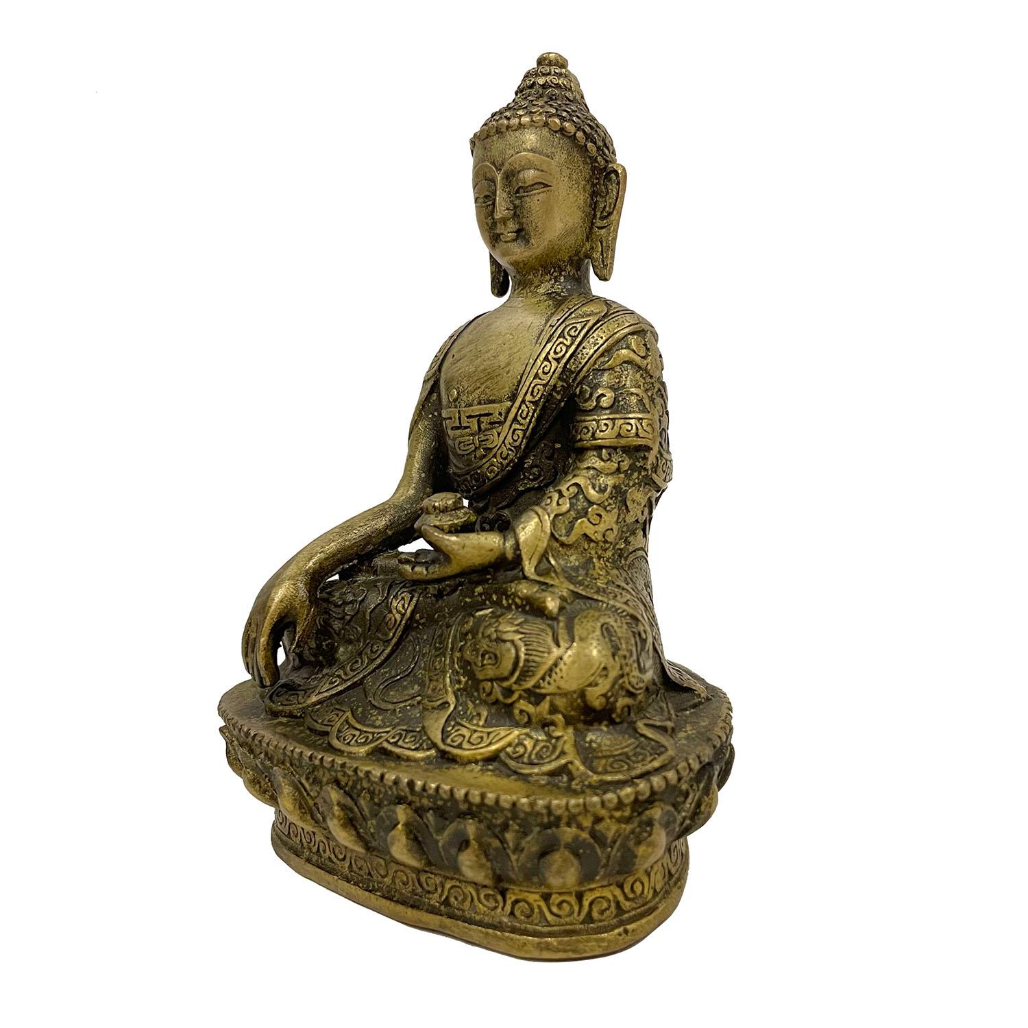Antike tibetische geschnitzte Buddha-Statue aus Bronze des frühen 20. Jahrhunderts im Angebot 1