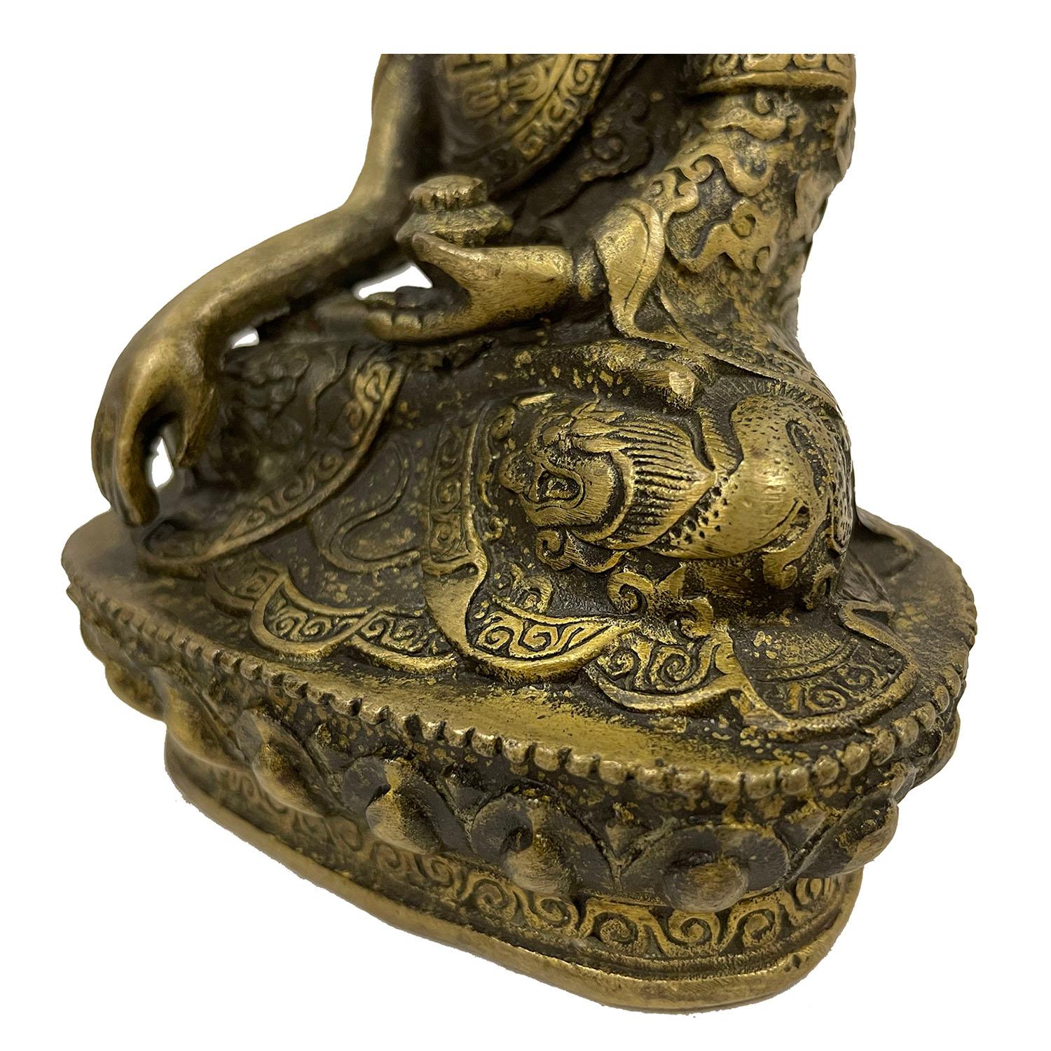 Antike tibetische geschnitzte Buddha-Statue aus Bronze des frühen 20. Jahrhunderts im Angebot 3