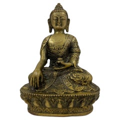 Early 20th Century Antique Tibetan Carved Bronze Buddha Statuary
