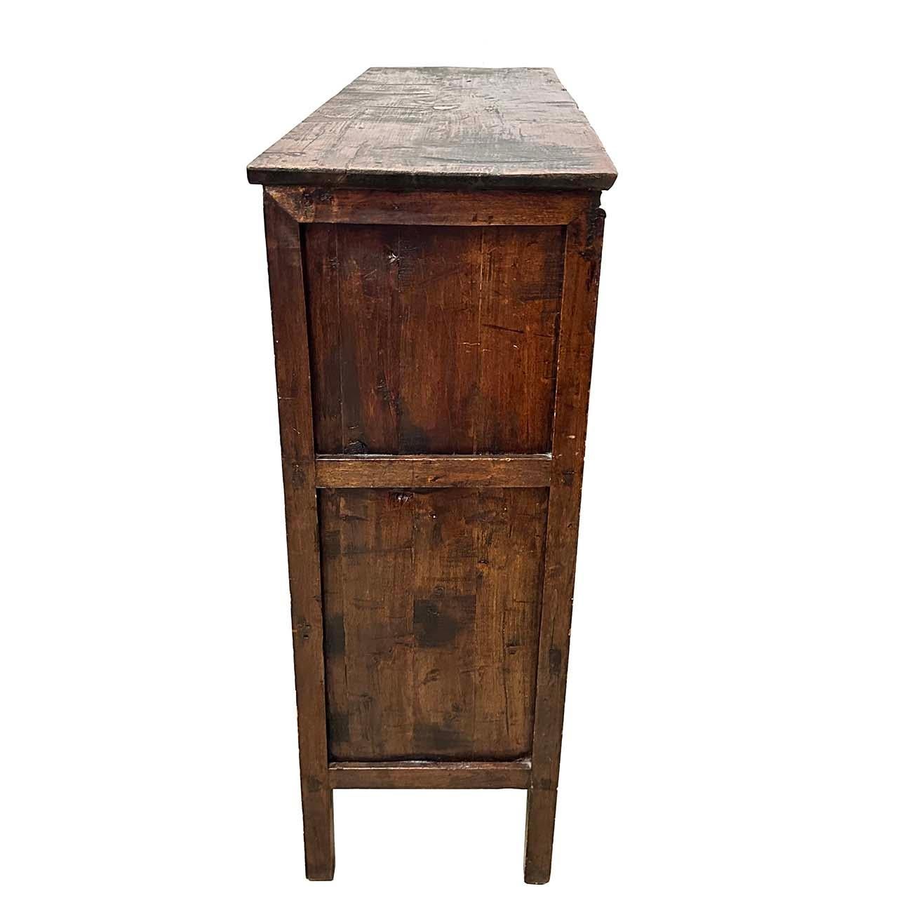 Early 20th Century Antique Tibetan Hand Painted Tall Credenza Storage Cabinet For Sale 4