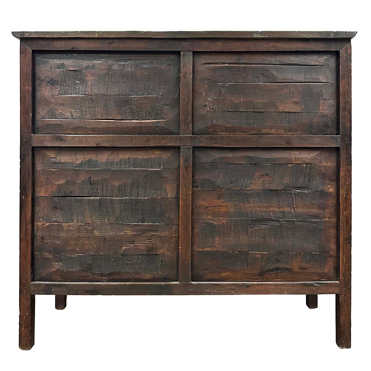 Early 20th Century Antique Tibetan Hand Painted Tall Credenza Storage Cabinet For Sale 5