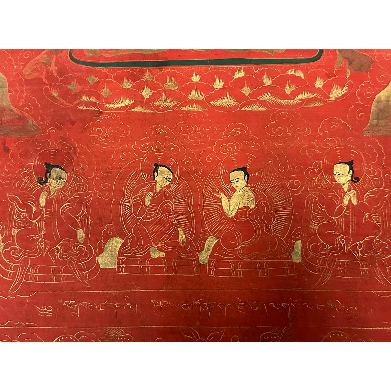 Early 20th Century Antique Tibetan Hand Painted Thangka, Maitreya Buddhist Deity In Good Condition For Sale In Pomona, CA