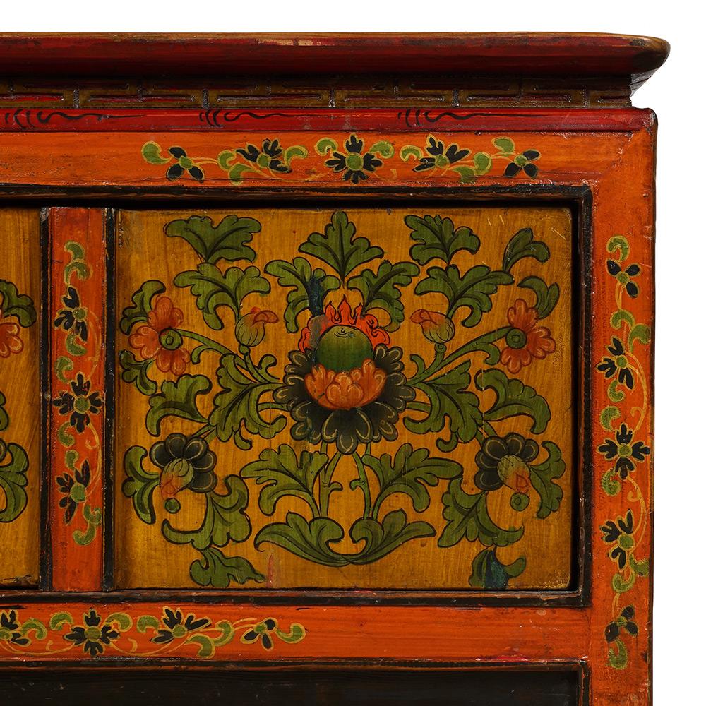 Early 20th Century Antique Tibetan Painted Square Coffee Table For Sale 2