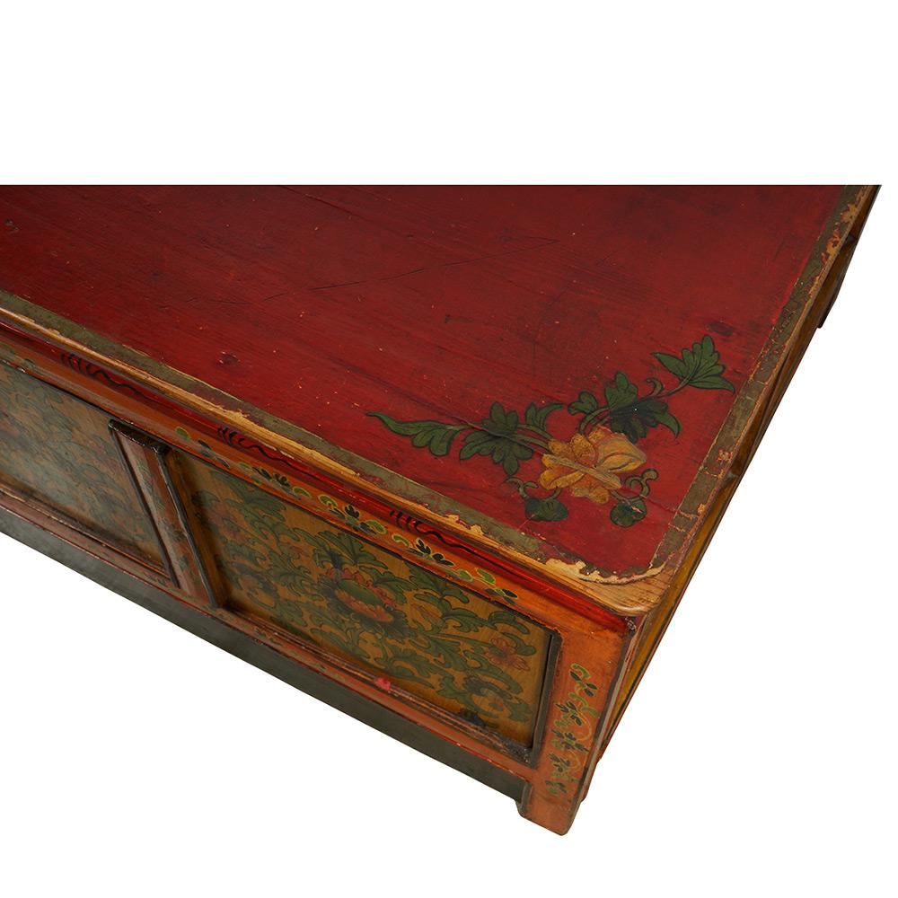 Early 20th Century Antique Tibetan Painted Square Coffee Table For Sale 4
