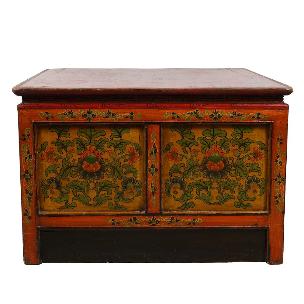 Early 20th Century Antique Tibetan Painted Square Coffee Table For Sale 5
