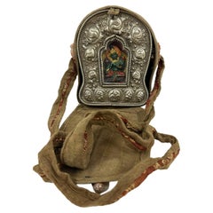 Early 20th Century Vintage Tibetan Silver Turquoise Ghau Prayer Box