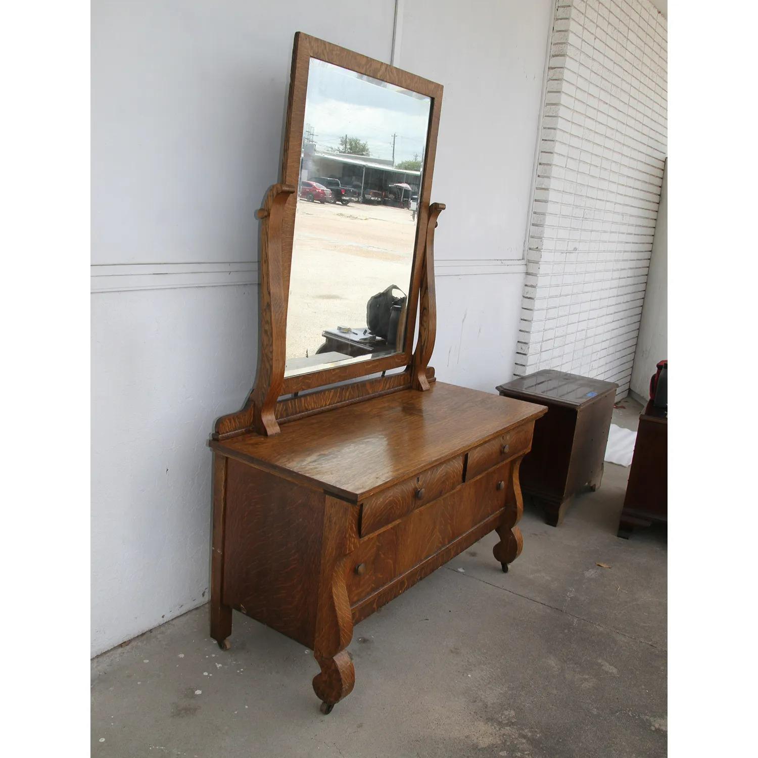 tiger wood dresser antique