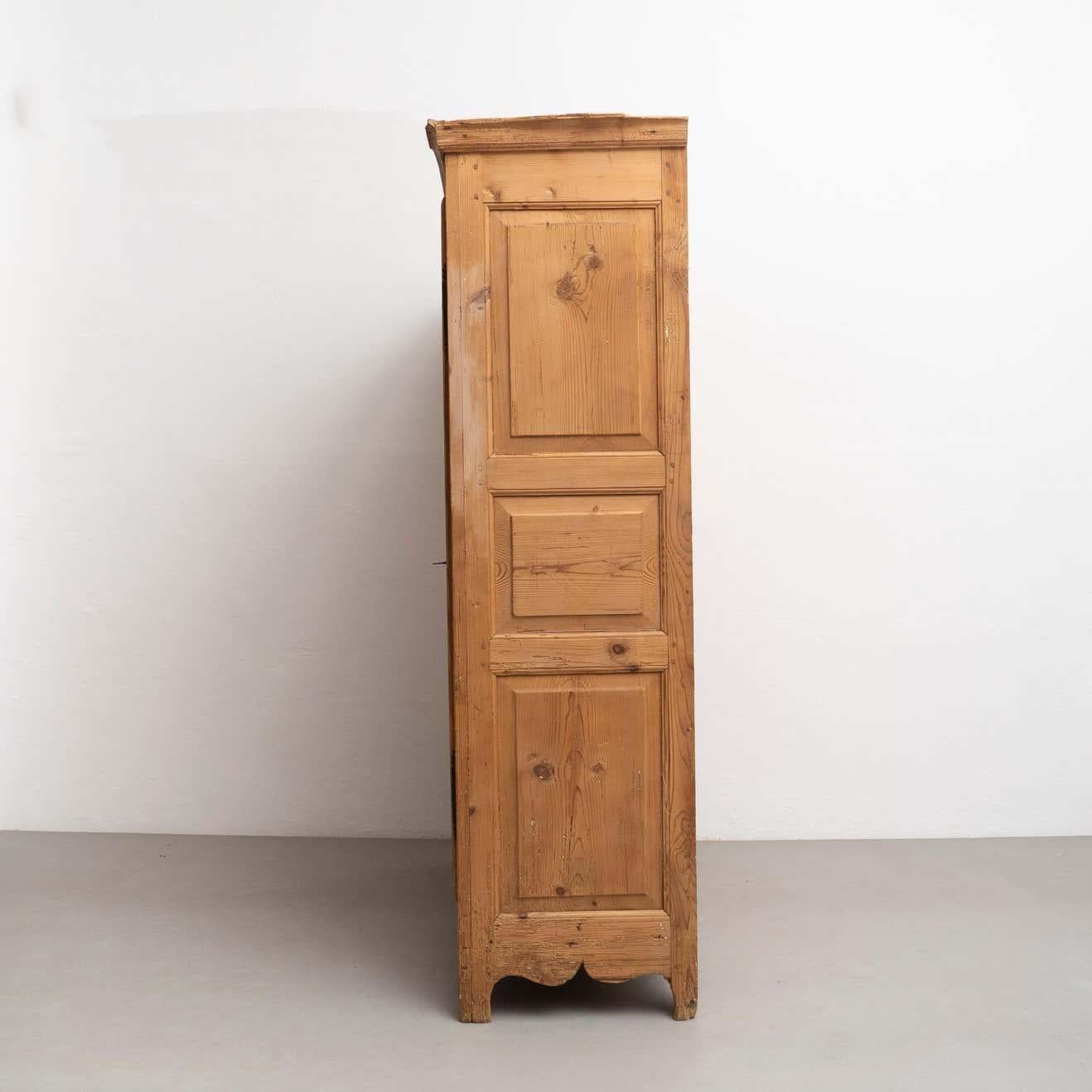 Wood Early 20th Century Antique Traditional Spanish Pinewood Wardrobe For Sale