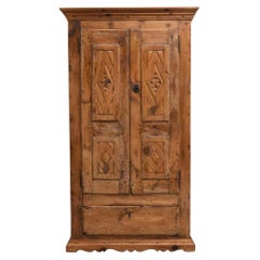 Early 20th Century Antique Traditional Spanish Pinewood Wardrobe