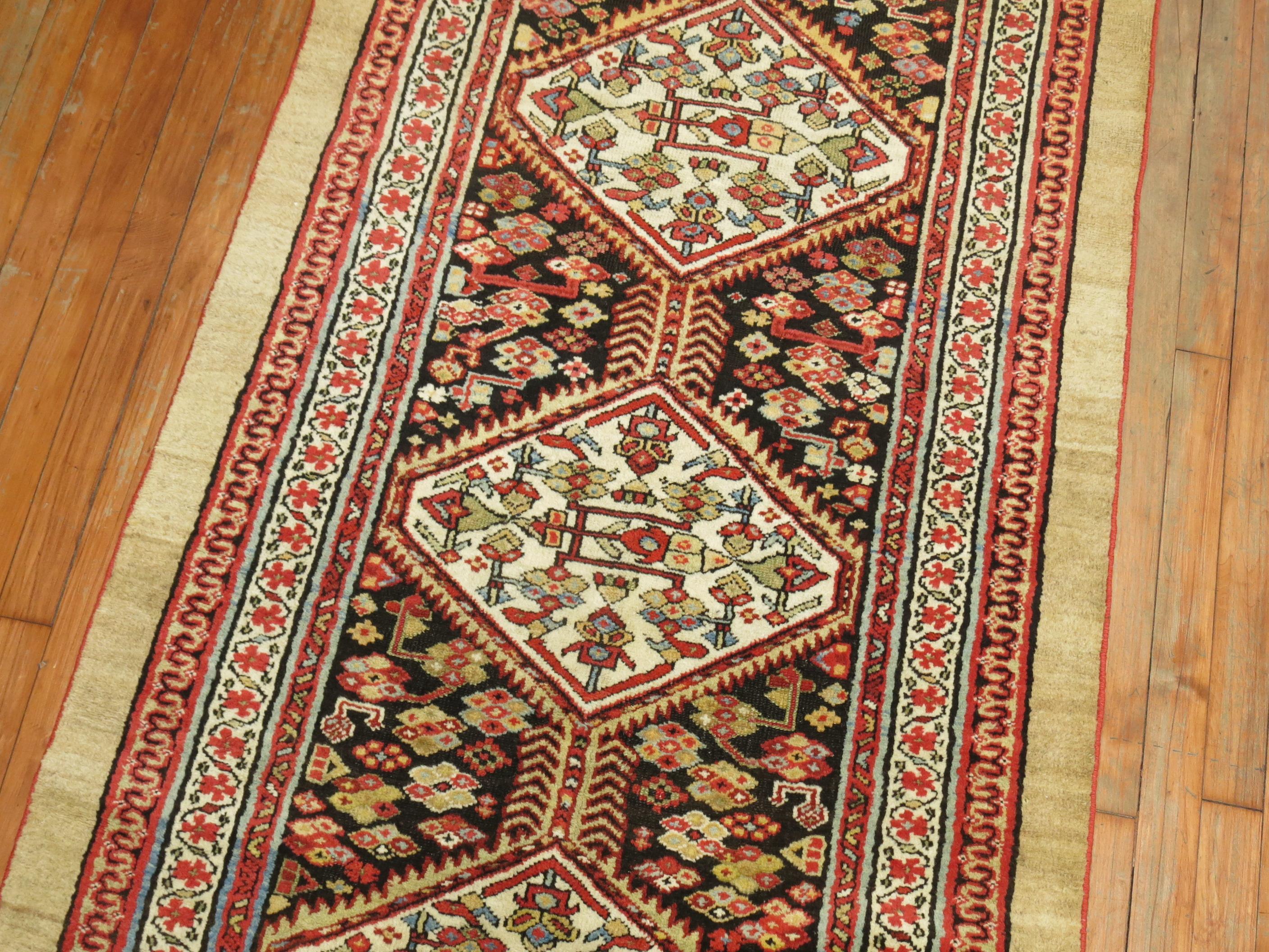 Hand-Woven Early 20th Century Antique Tribal Persian Serab Traditional Runner For Sale