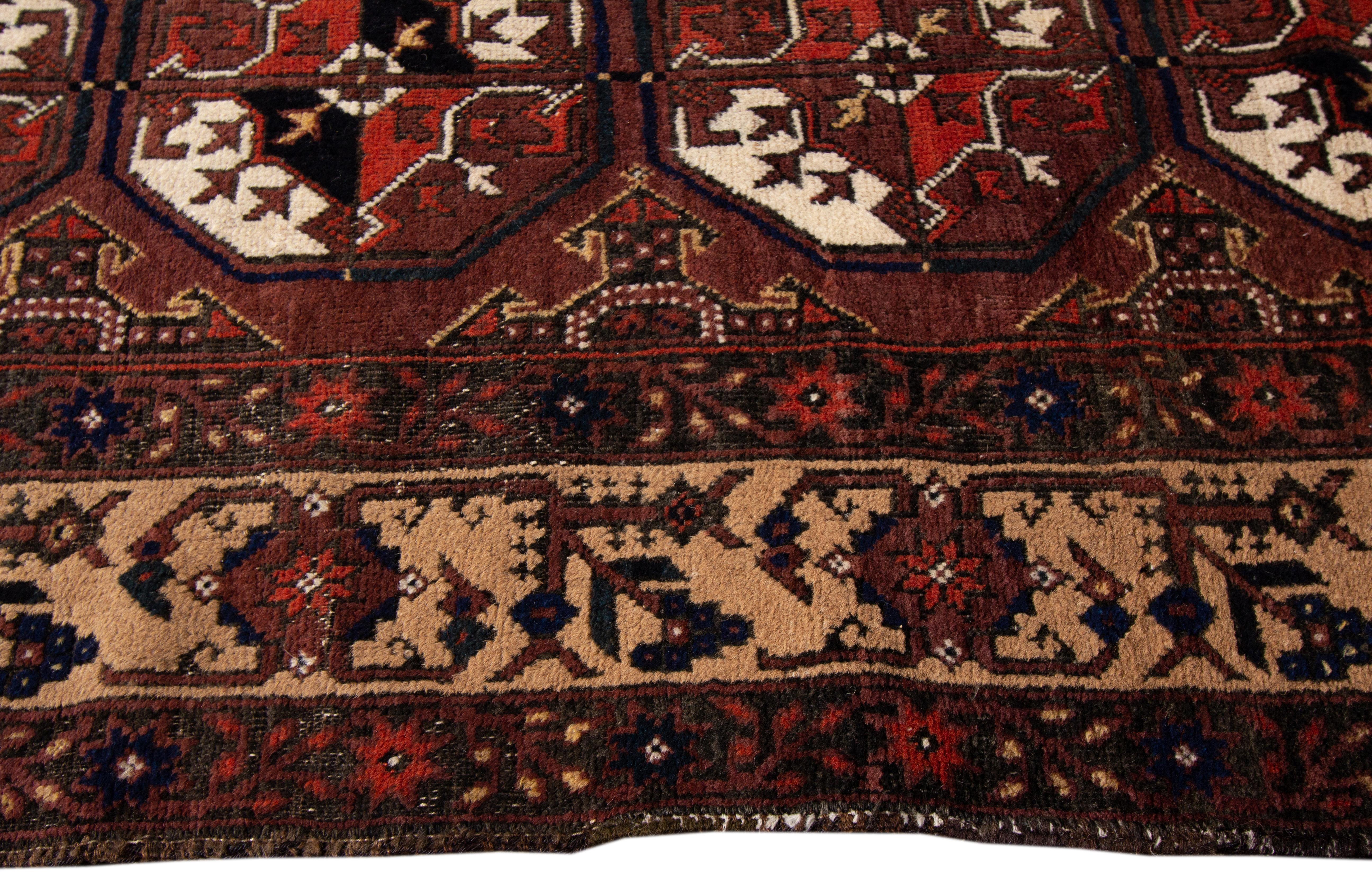 Hand-Knotted Early 20th Century Antique Turkaman Rug For Sale