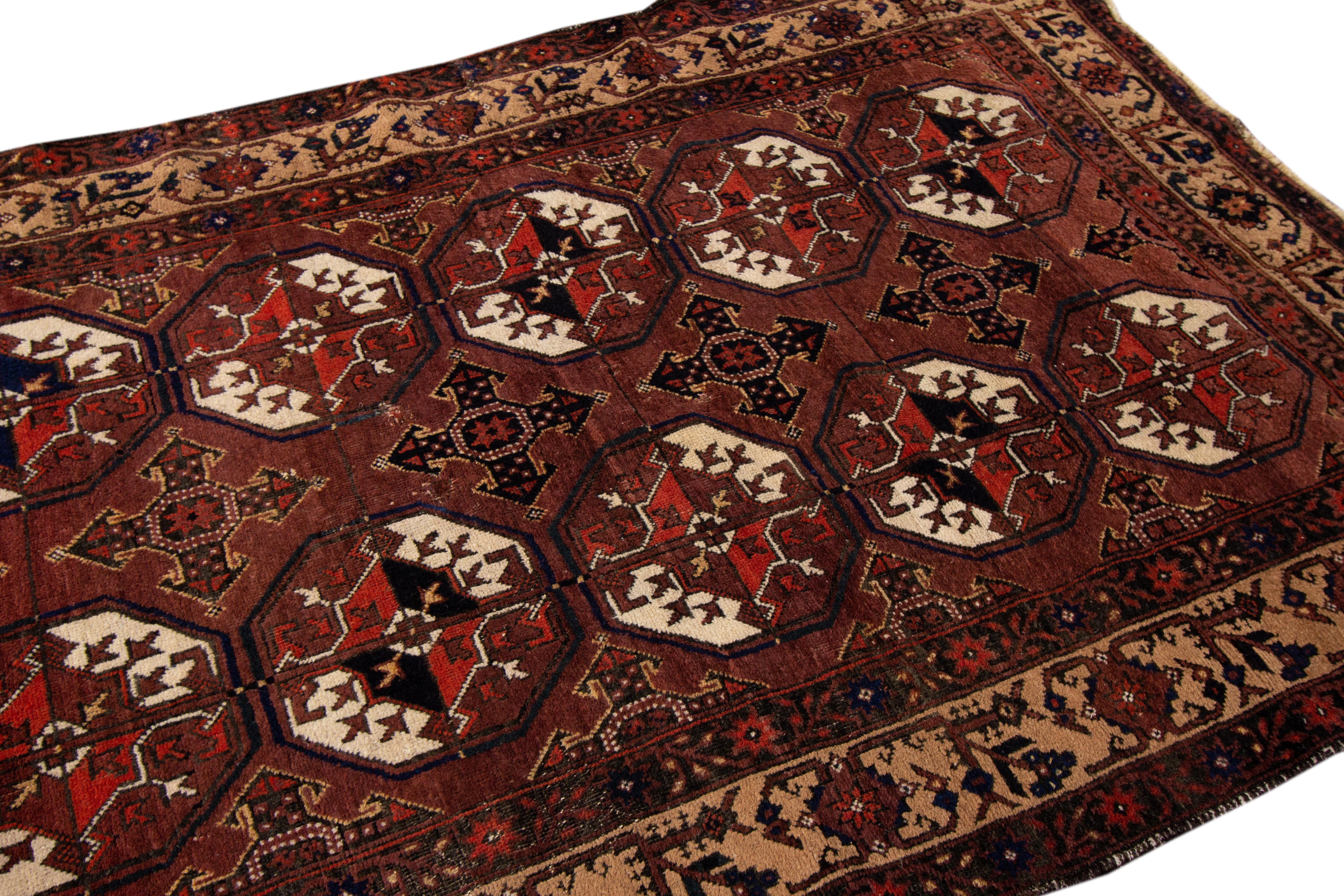 Wool Early 20th Century Antique Turkaman Rug For Sale