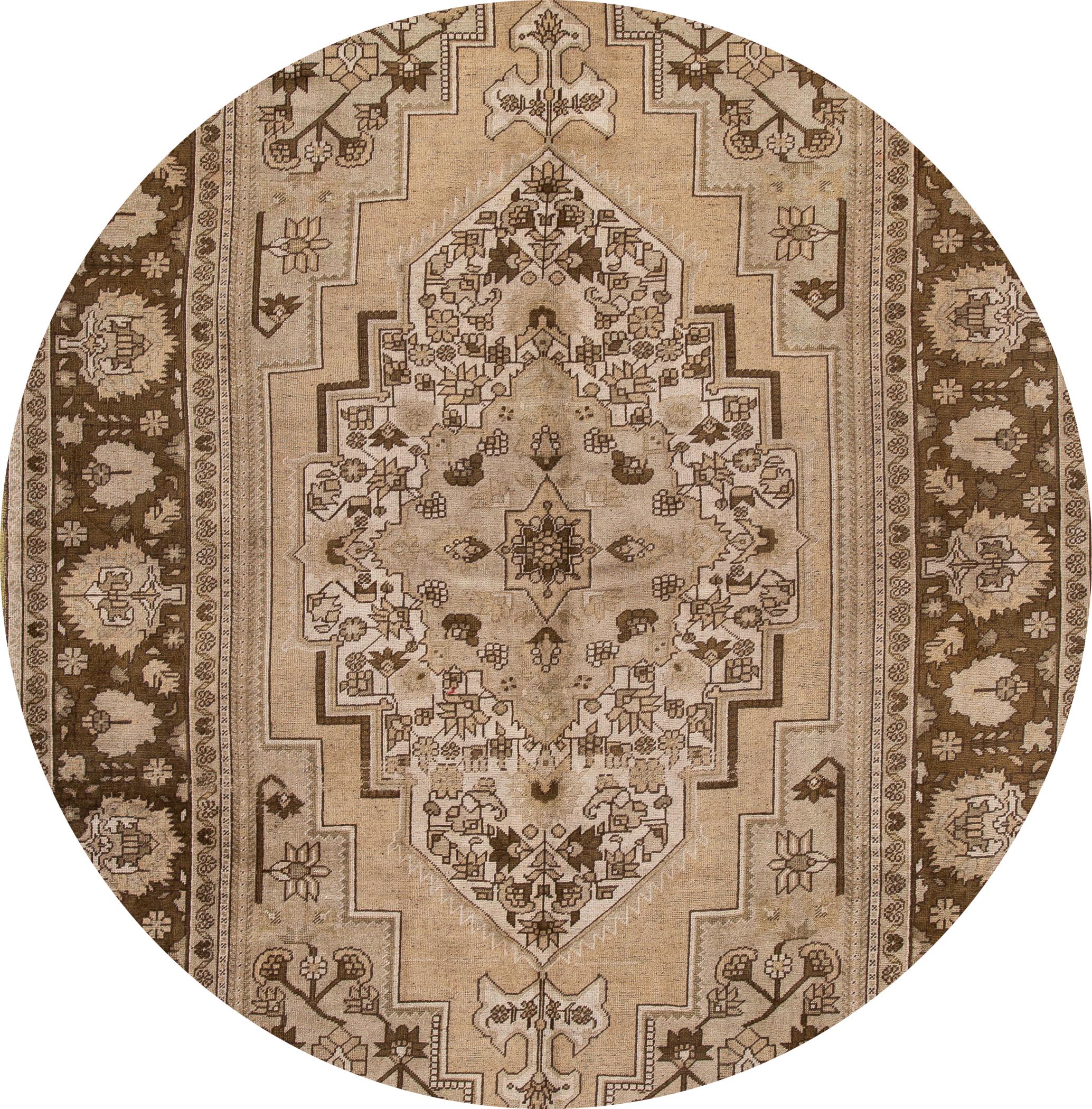 A beautiful Turkestan Khotan rug with a beige field, and brown accents in floral medallion design. 

This rug Measures: 7'3'' x 12'6''.