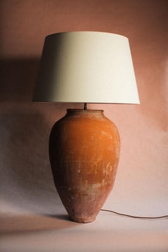 Early 20th Century Antique Turkish Terracotta Storage Jar Table Lamp