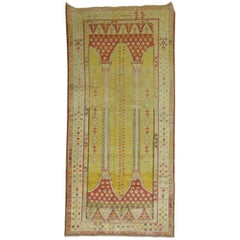 Early 20th Century Antique Turkish Yellow Prayer Scrolle Niche Rug