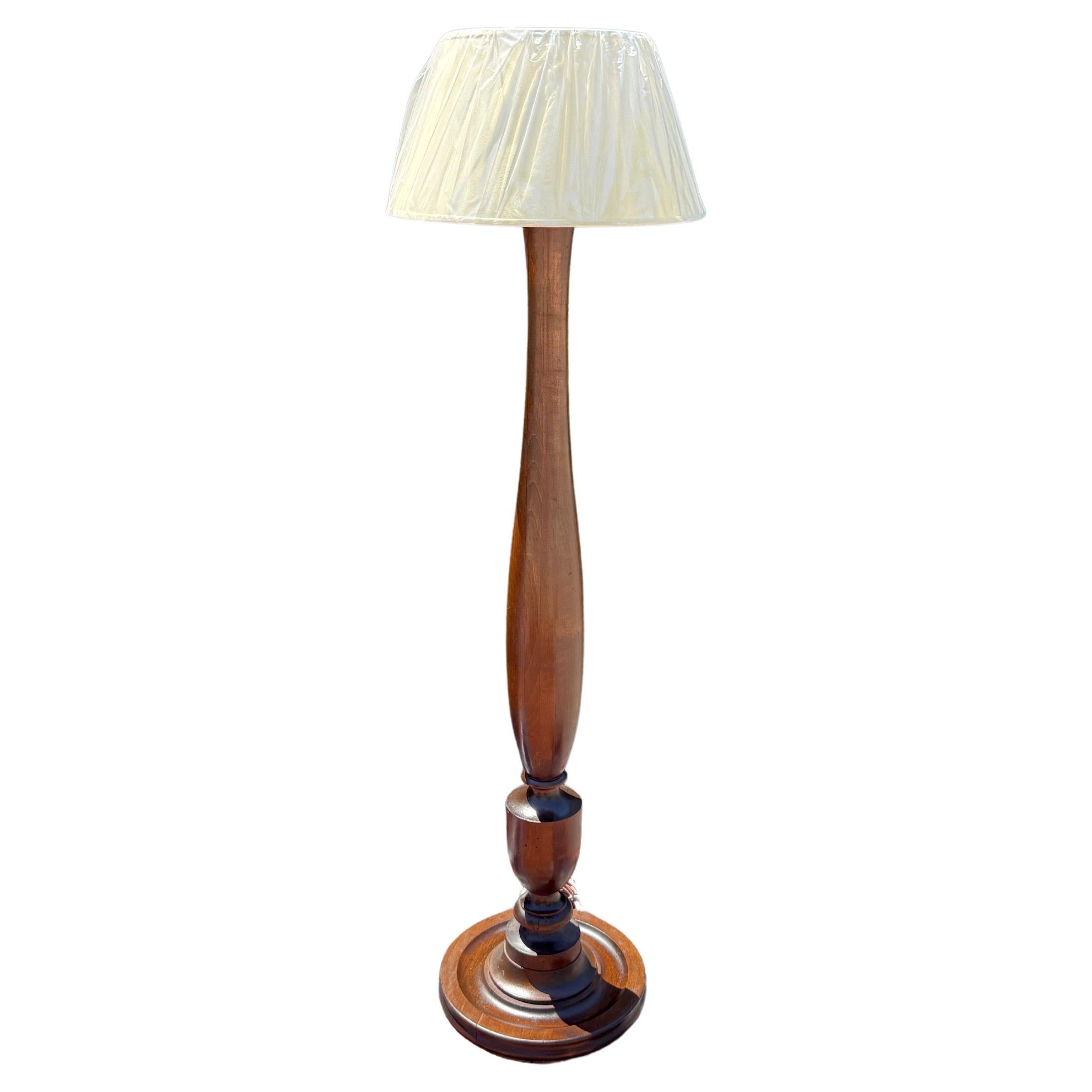 Early 20th Century Antique Turned Wood Floor Lamp