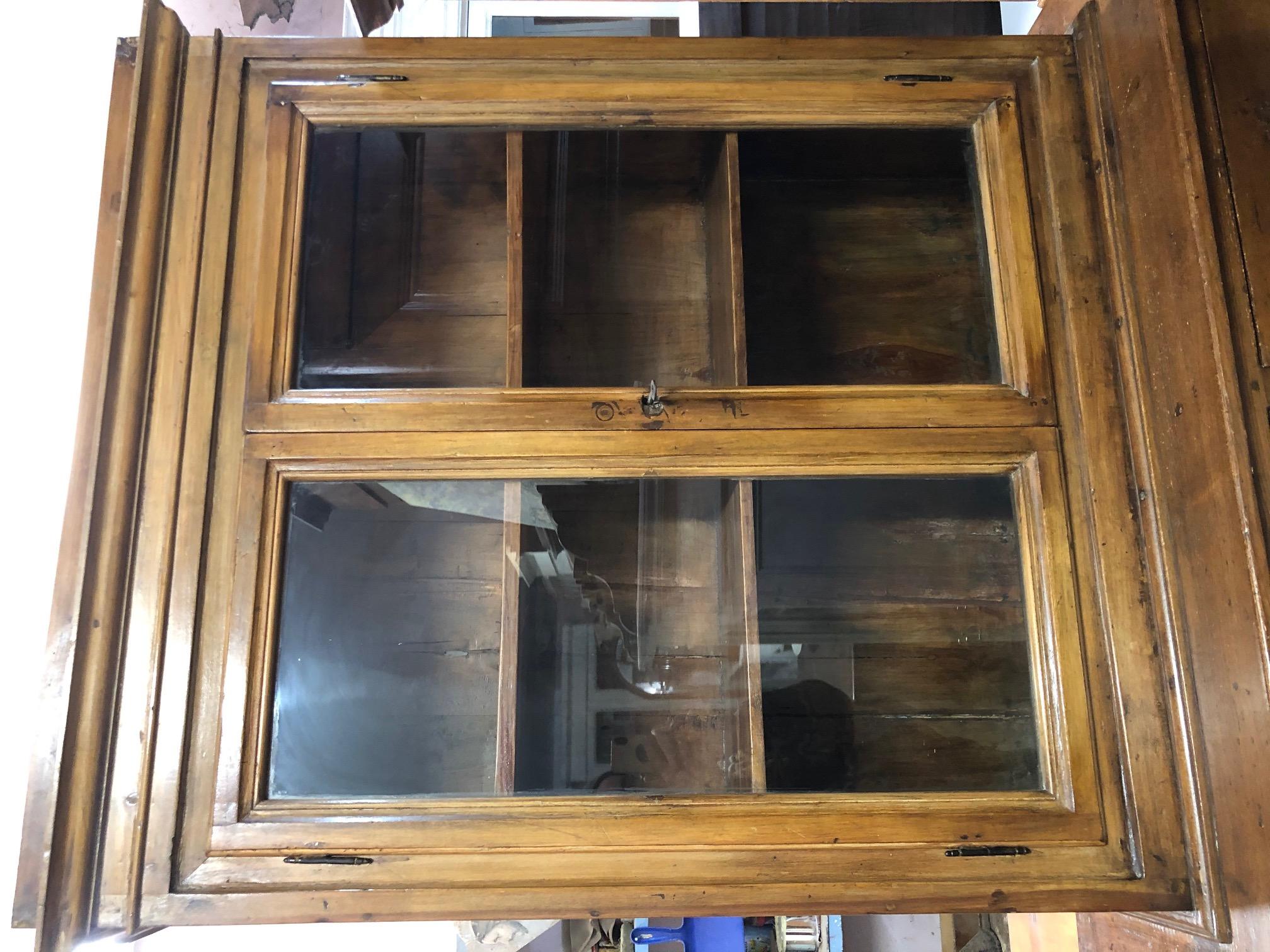 Early 20th Century Antique Tuscan Fir Showcase, Restored, Wax Polished 2