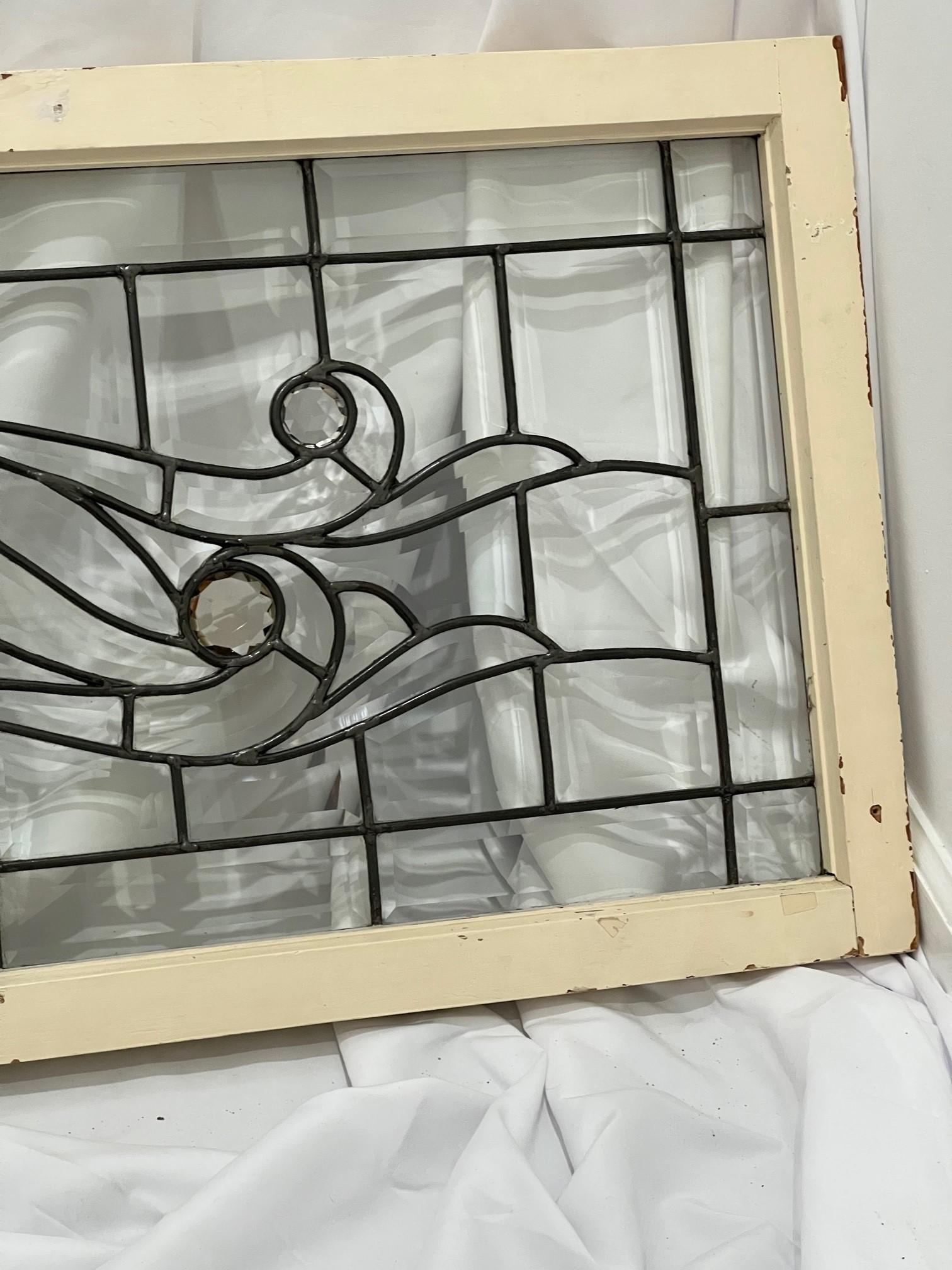 Early 20th Century Antique Victorian Beveled Glass Window in Original Frame For Sale 3