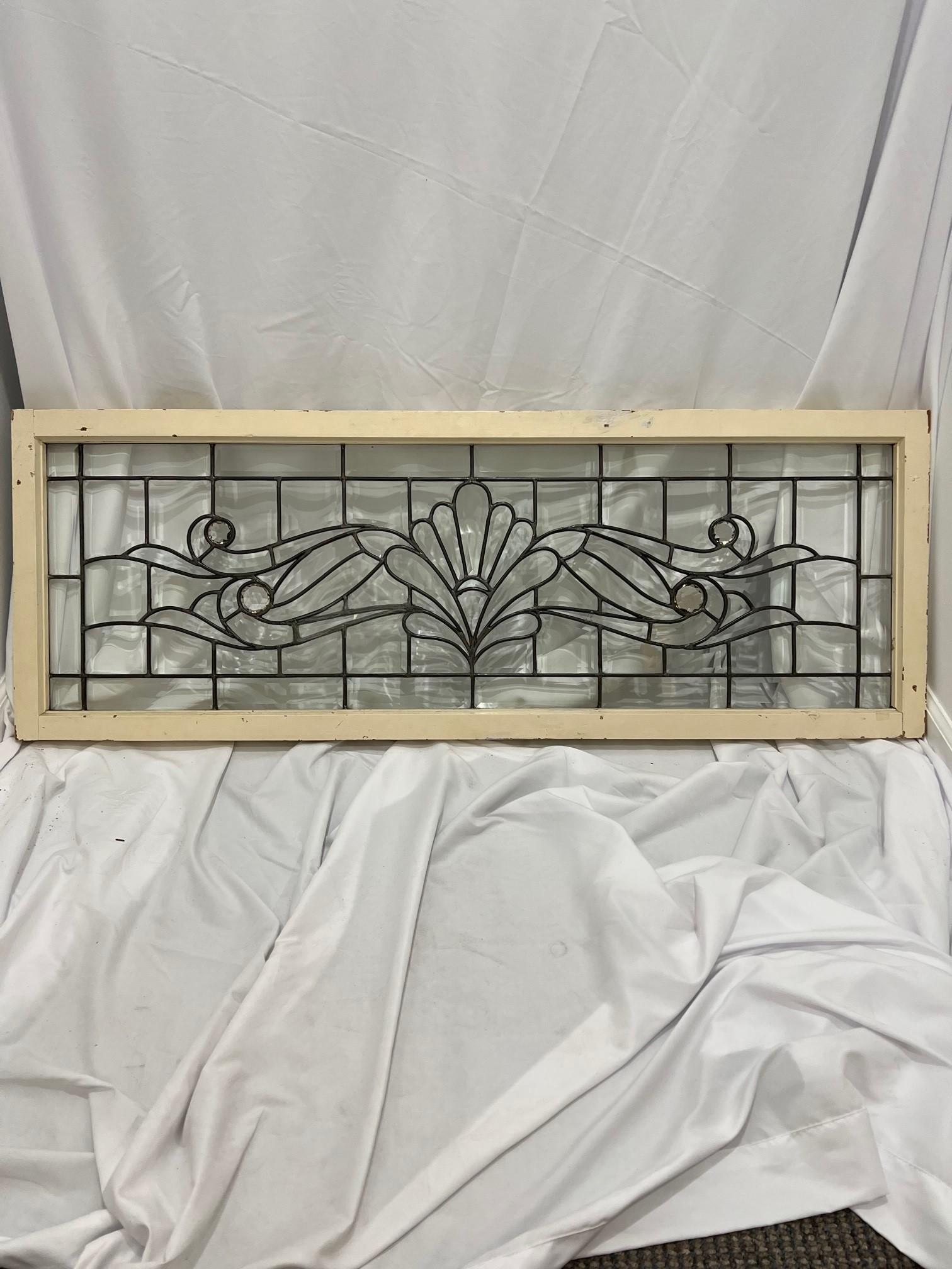 Early 20th Century Antique Victorian Beveled Glass Window in Original Frame For Sale 1