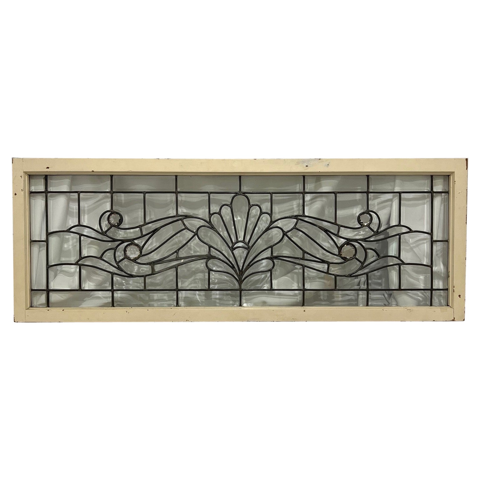 Early 20th Century Antique Victorian Beveled Glass Window in Original Frame