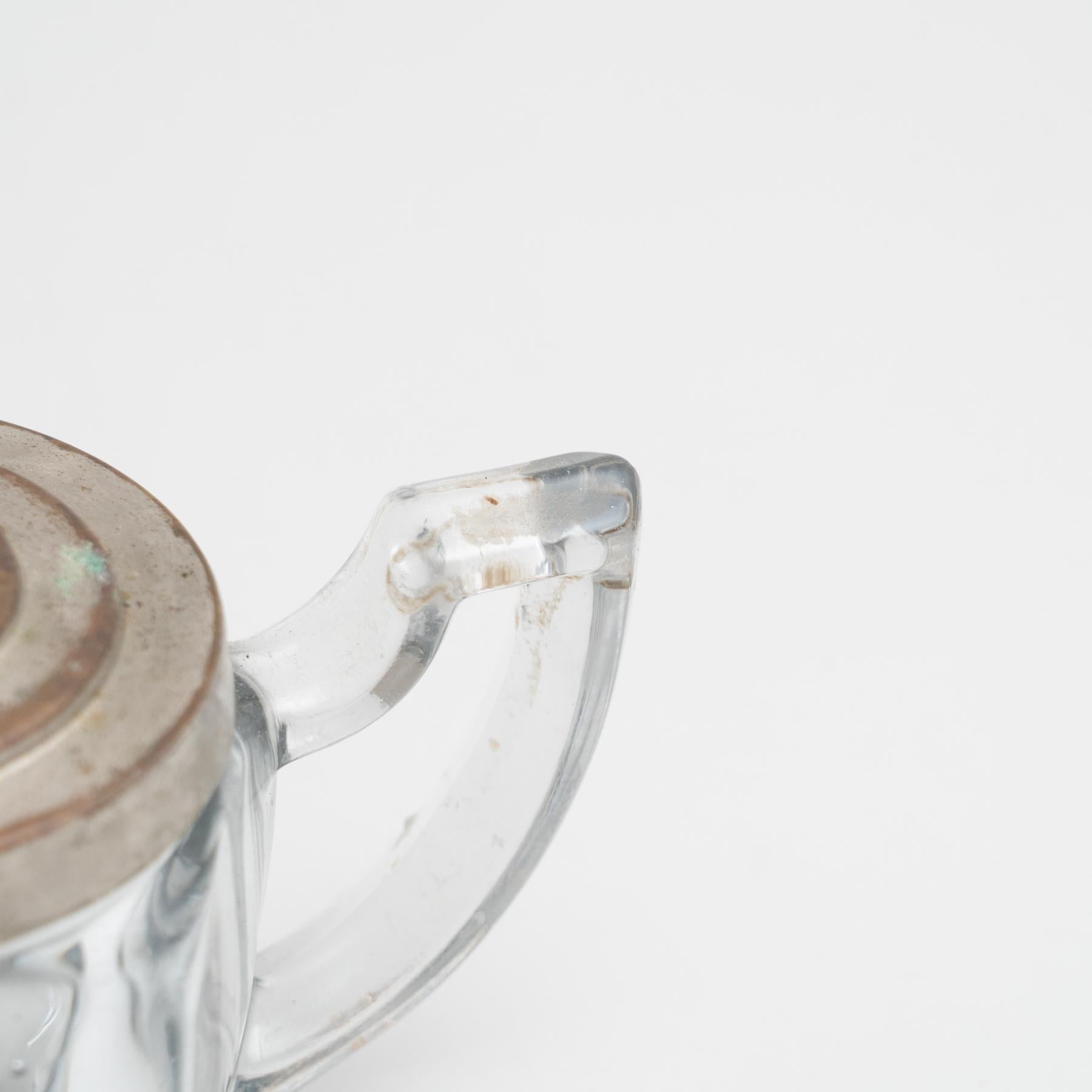 Early 20th Century Antique Victorian Metal and Glass Lidded Sugar Pot For Sale 7