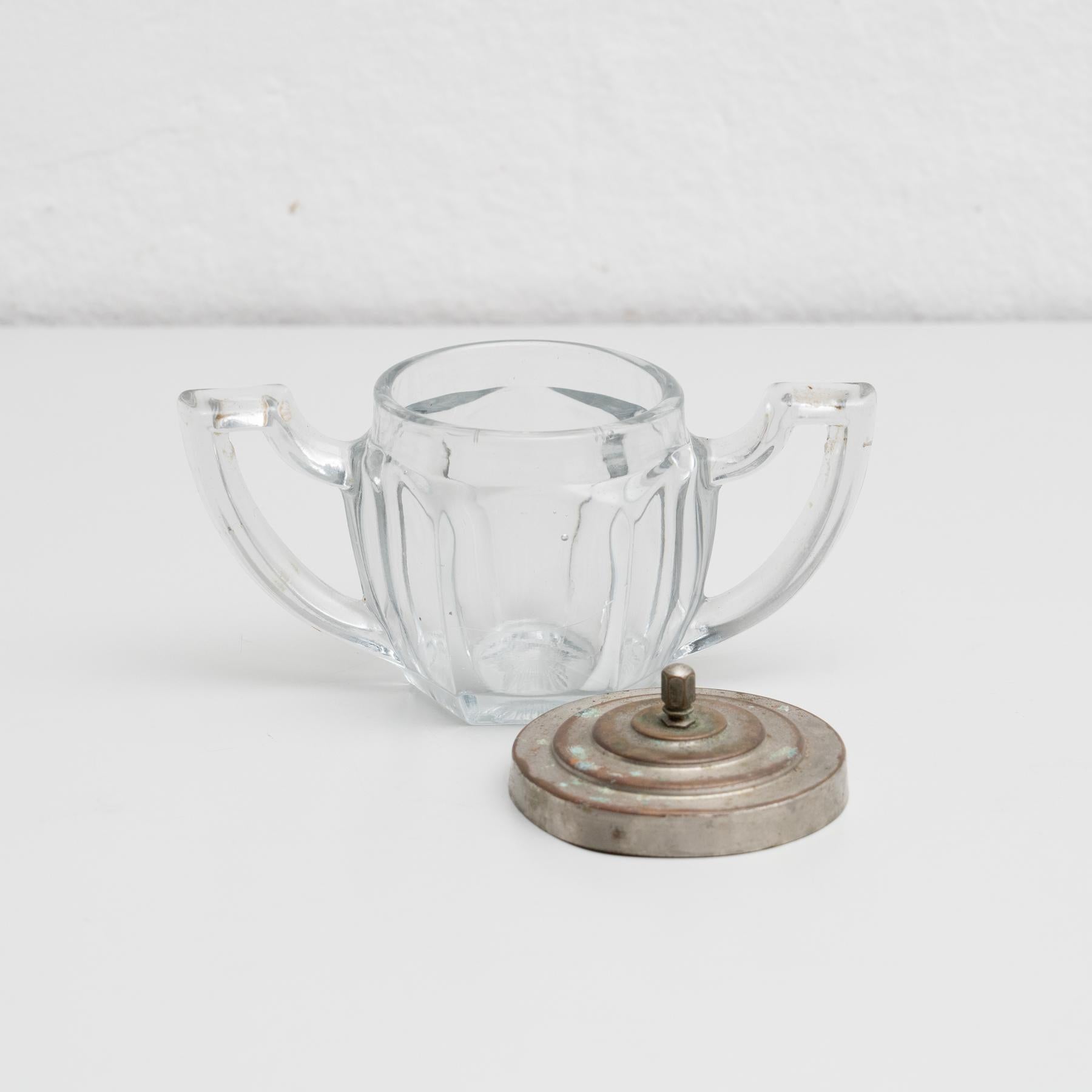 Early 20th Century Antique Victorian Metal and Glass Lidded Sugar Pot For Sale 8